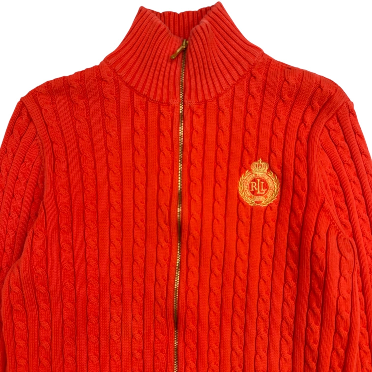 (W) Vintage Ralph Lauren Cable Knit Full Zip