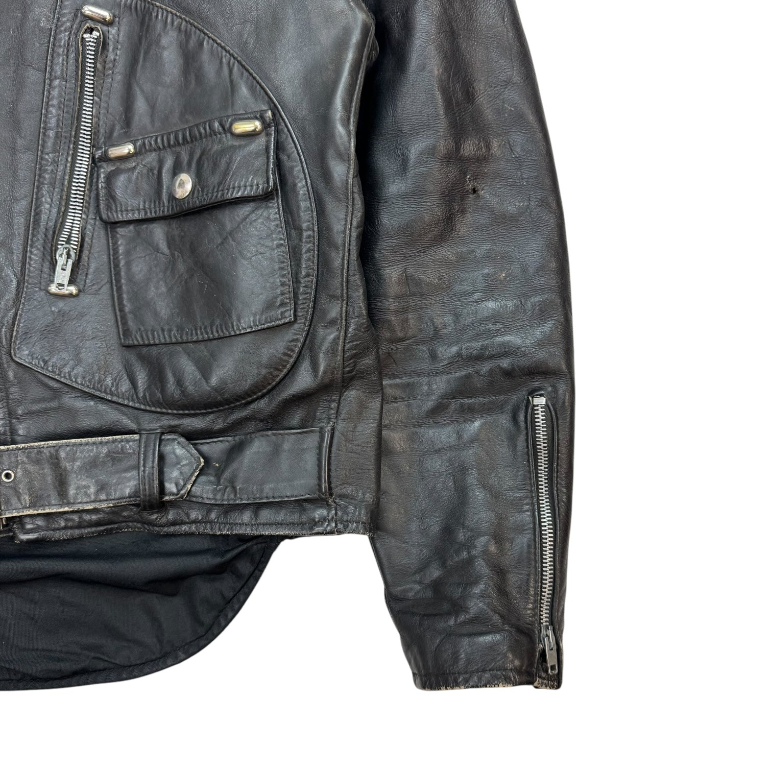 Vintage Biker Leather Jacket Black