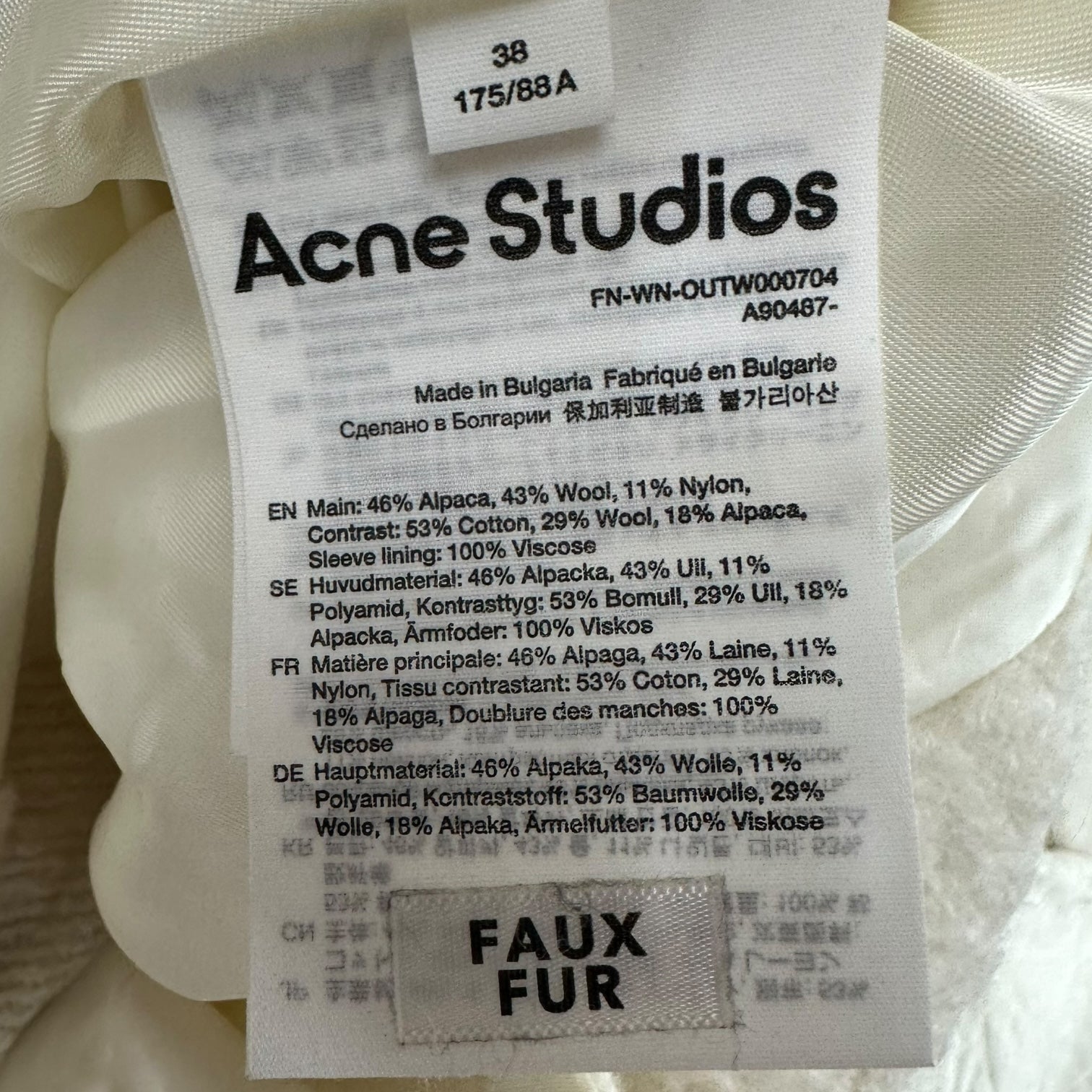 Acne Studios Teddy Coat White