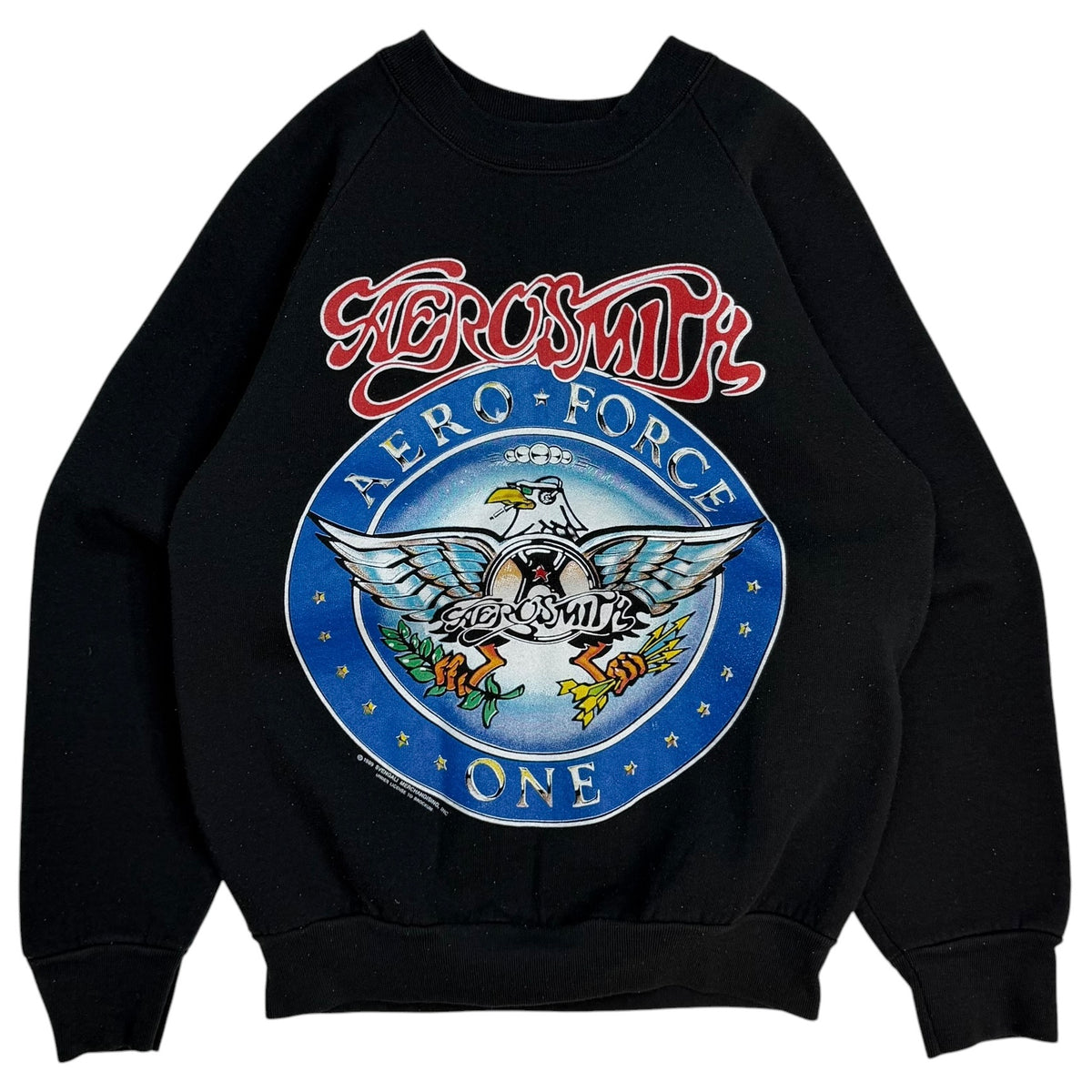 1989 Aerosmith Aero Force One Pump Tour Crewneck Black