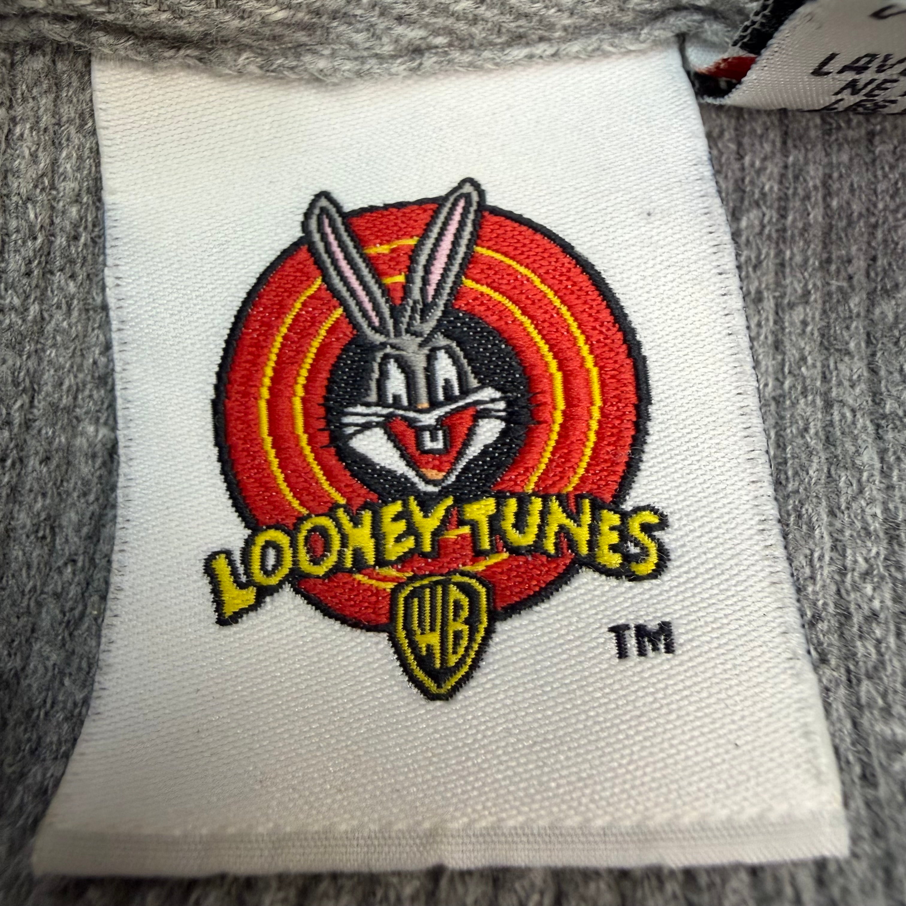 Vintage Looney Tunes Daffy Duck Waffle Knit Embroidered Polo Grey