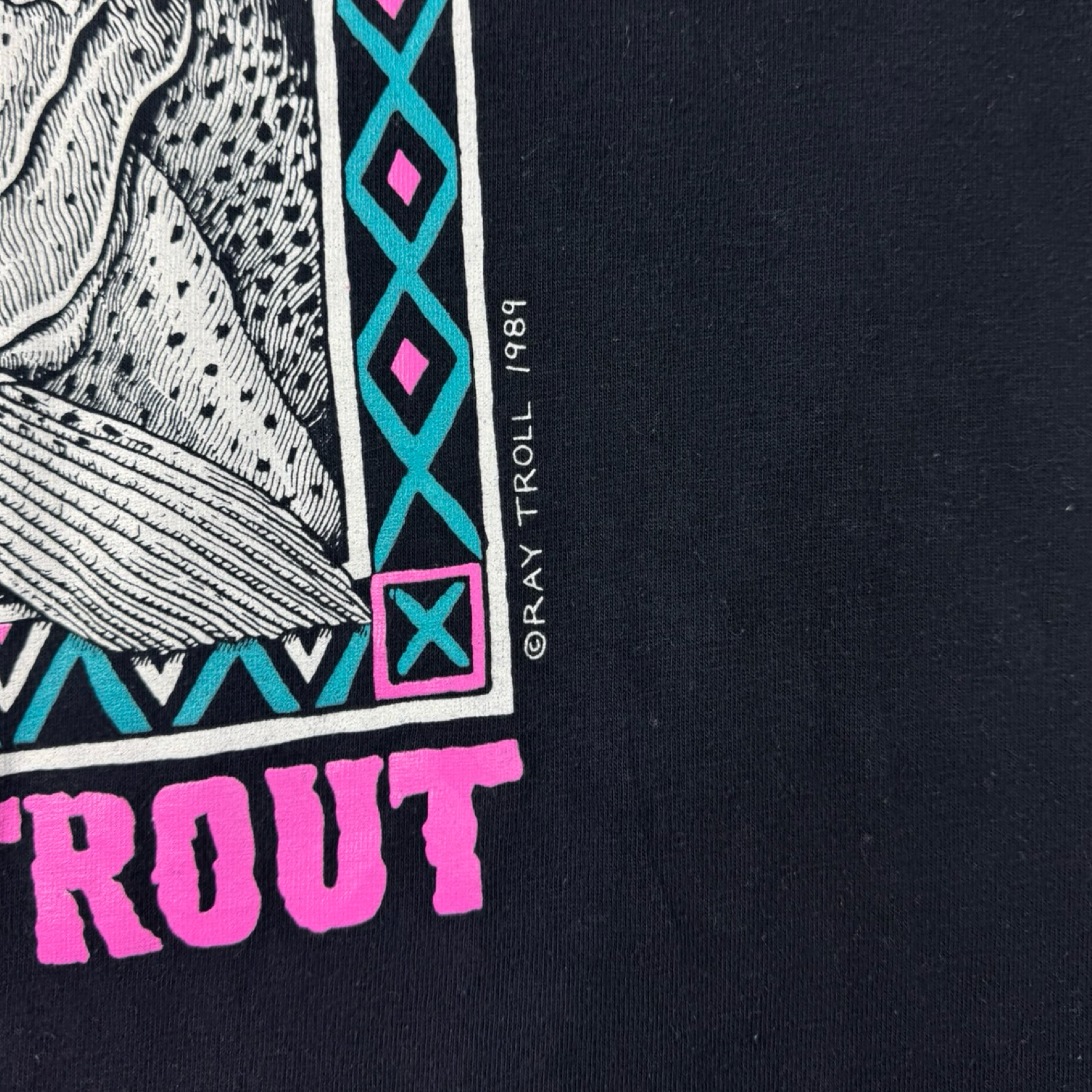 1989 Ray Troll “Deep Trout” Art T-Shirt Black