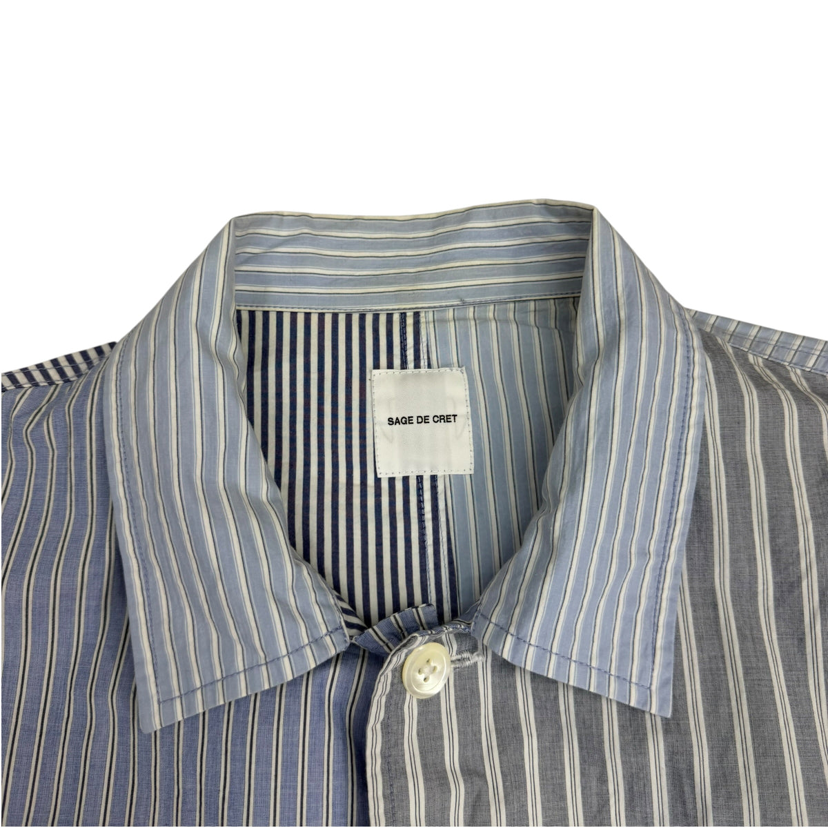 Sage de Cret Stripe Pattern Work Shirt Blue
