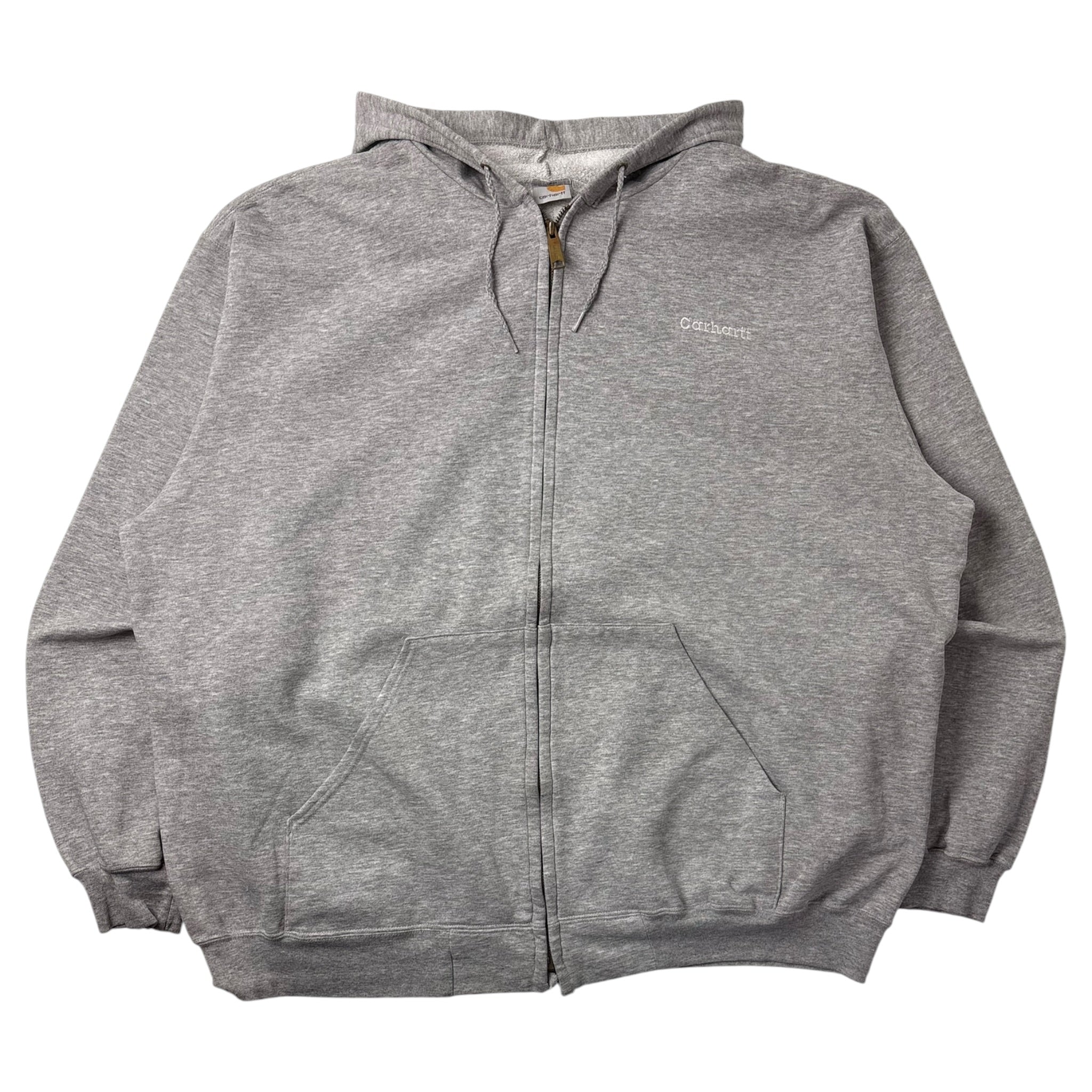 Vintage Carhartt Pocket Spellout Zip Up Hoodie Grey