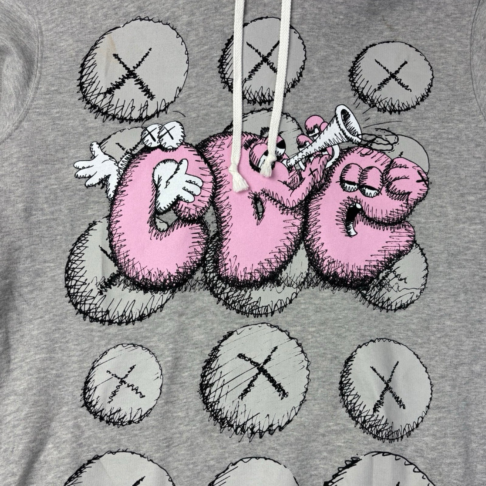 Comme des Garçons SHIRT X Kaws Print Popover Hoodie Grey
