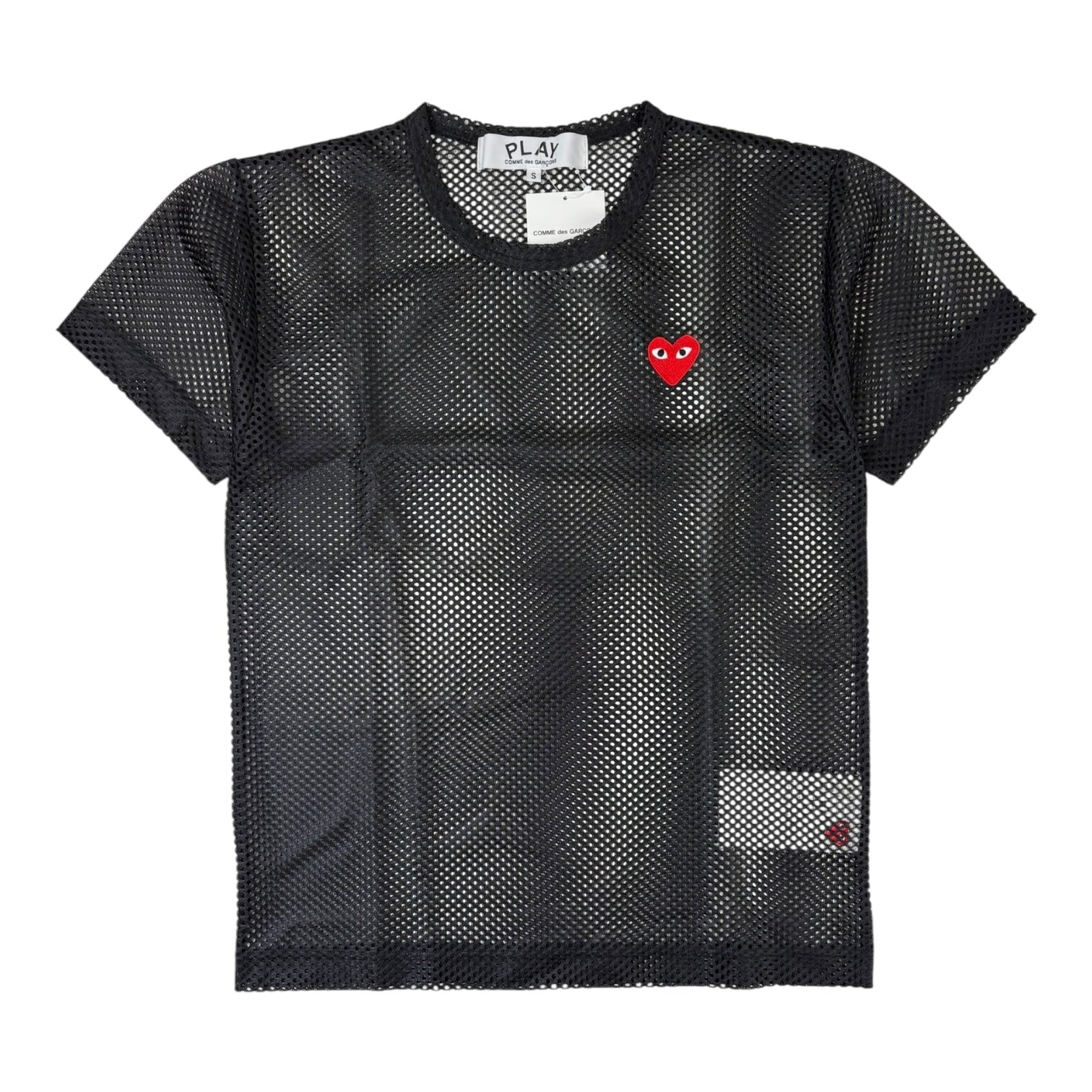 Comme Des Garcons Play Mesh Logo Patch Tee