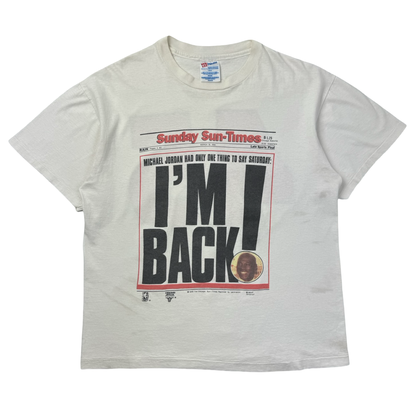 1995 Chicago Sun Michael Jordan Headline NBA T-Shirt