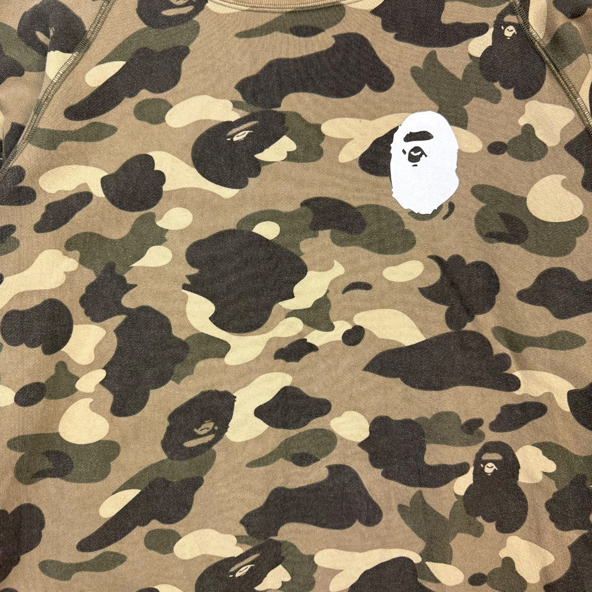 A Bathing Ape Bape 1st Camo Head Crewneck Green Camo