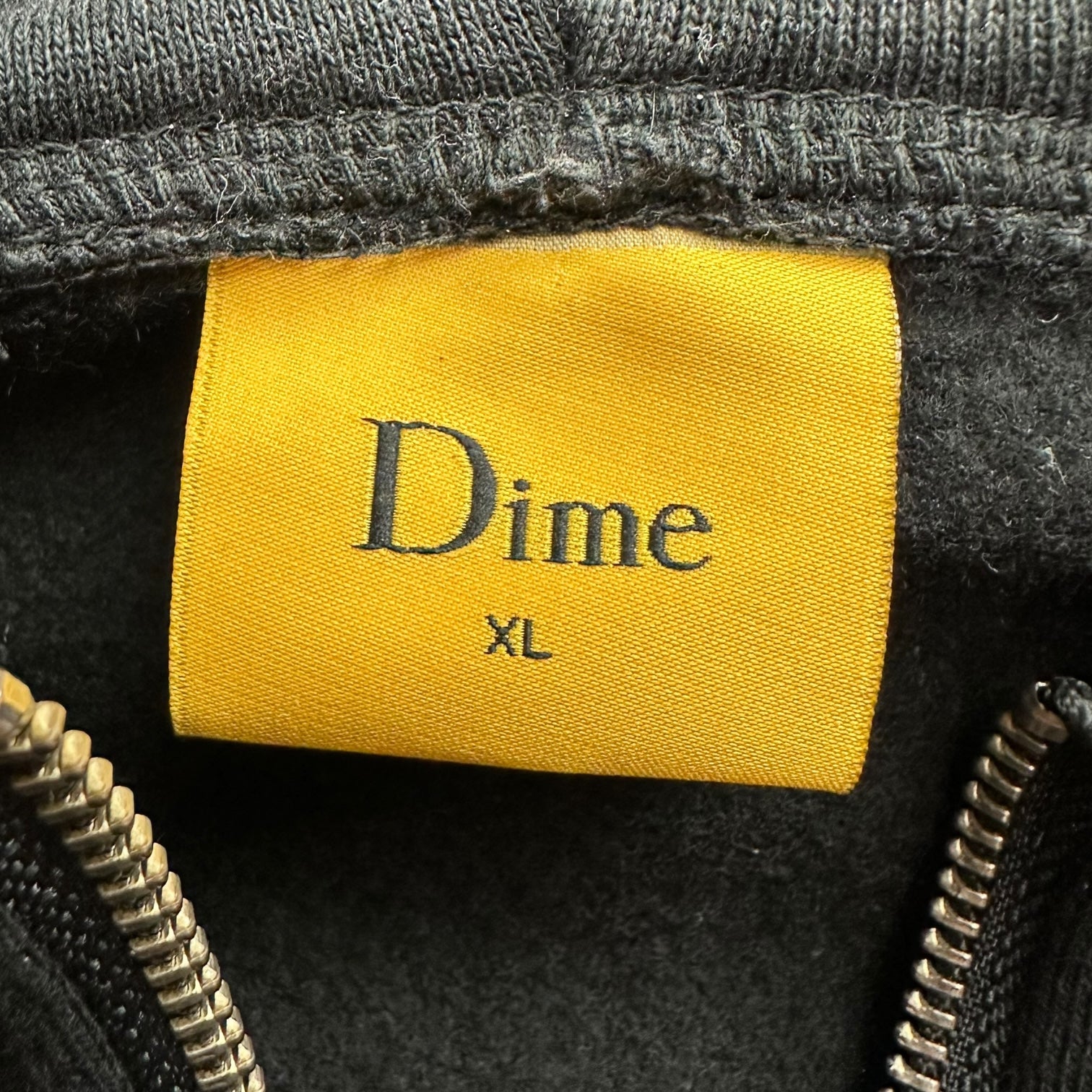 Dime Cursive Small Logo Zip Up Hoodie Black