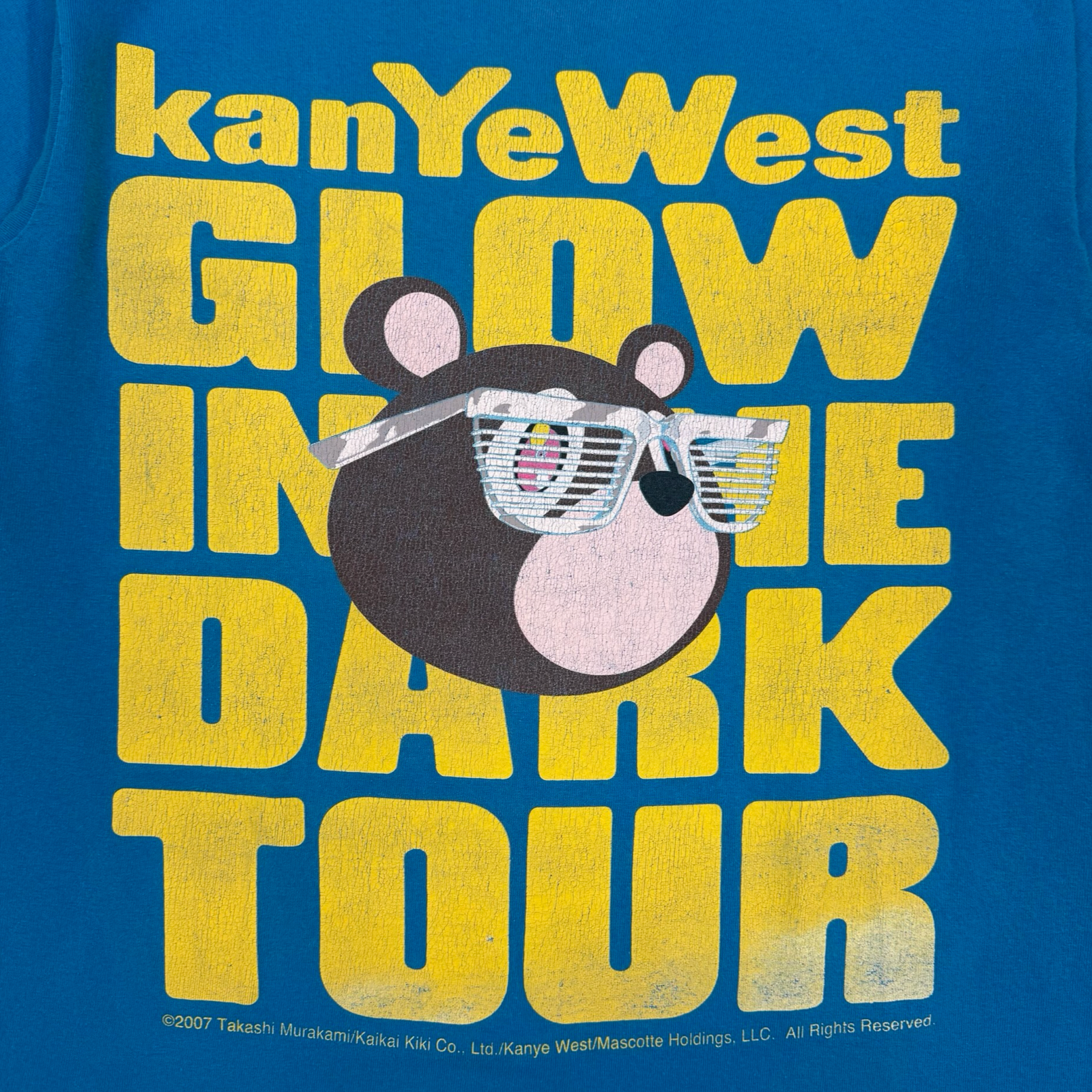 2007 Kanye West Takashi Murakami Glow In The Dark Tour Tee Blue