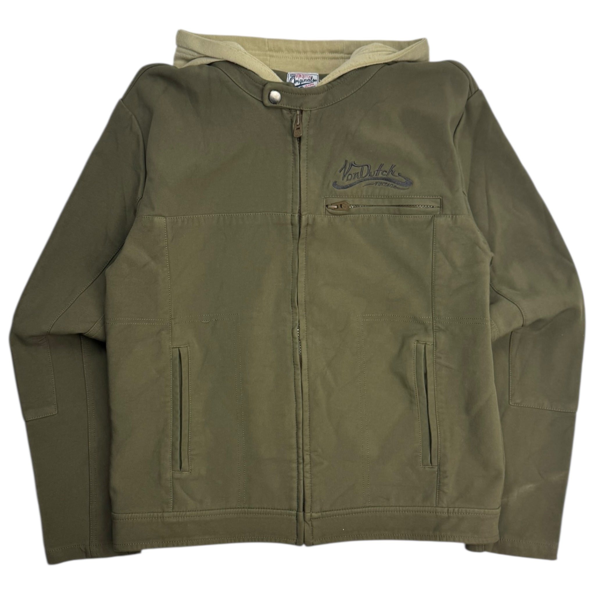 Y2K Von Dutch Double Layer Hooded Zip Sweatshirt