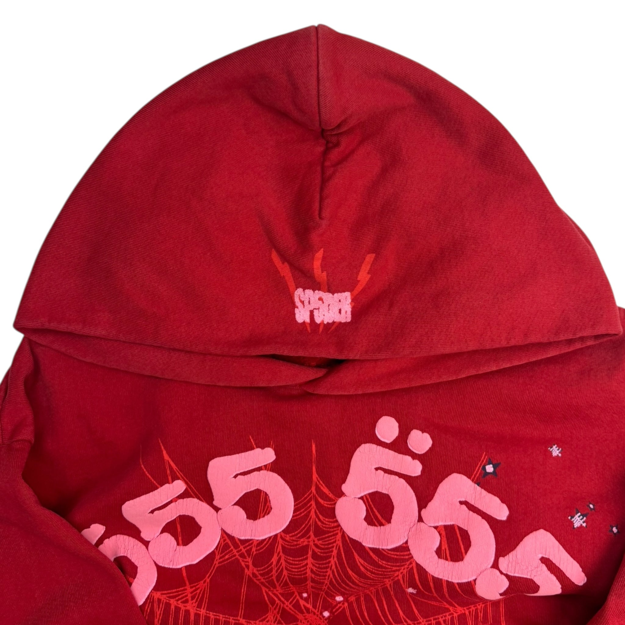 Sp5der Worldwide Red Angel Number 555 Hoodie Red