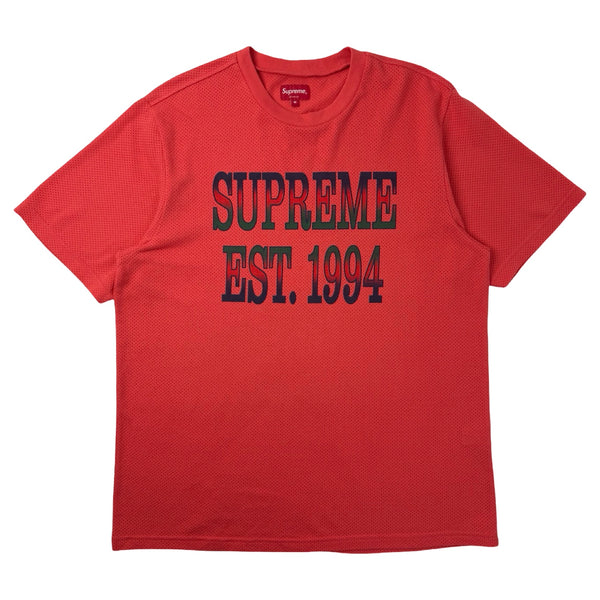 Supreme Cotton Mesh Logo Gradient T-Shirt Dark Coral