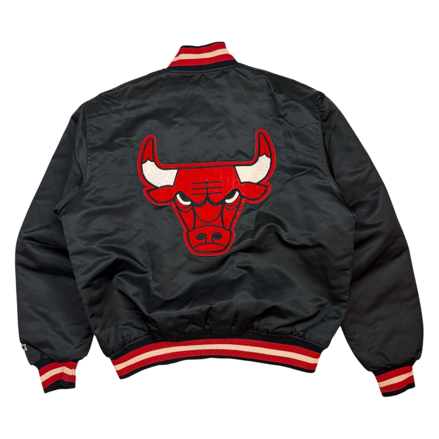 Vintage Starter Chicago Bulls Satin Bomber Jacket Black