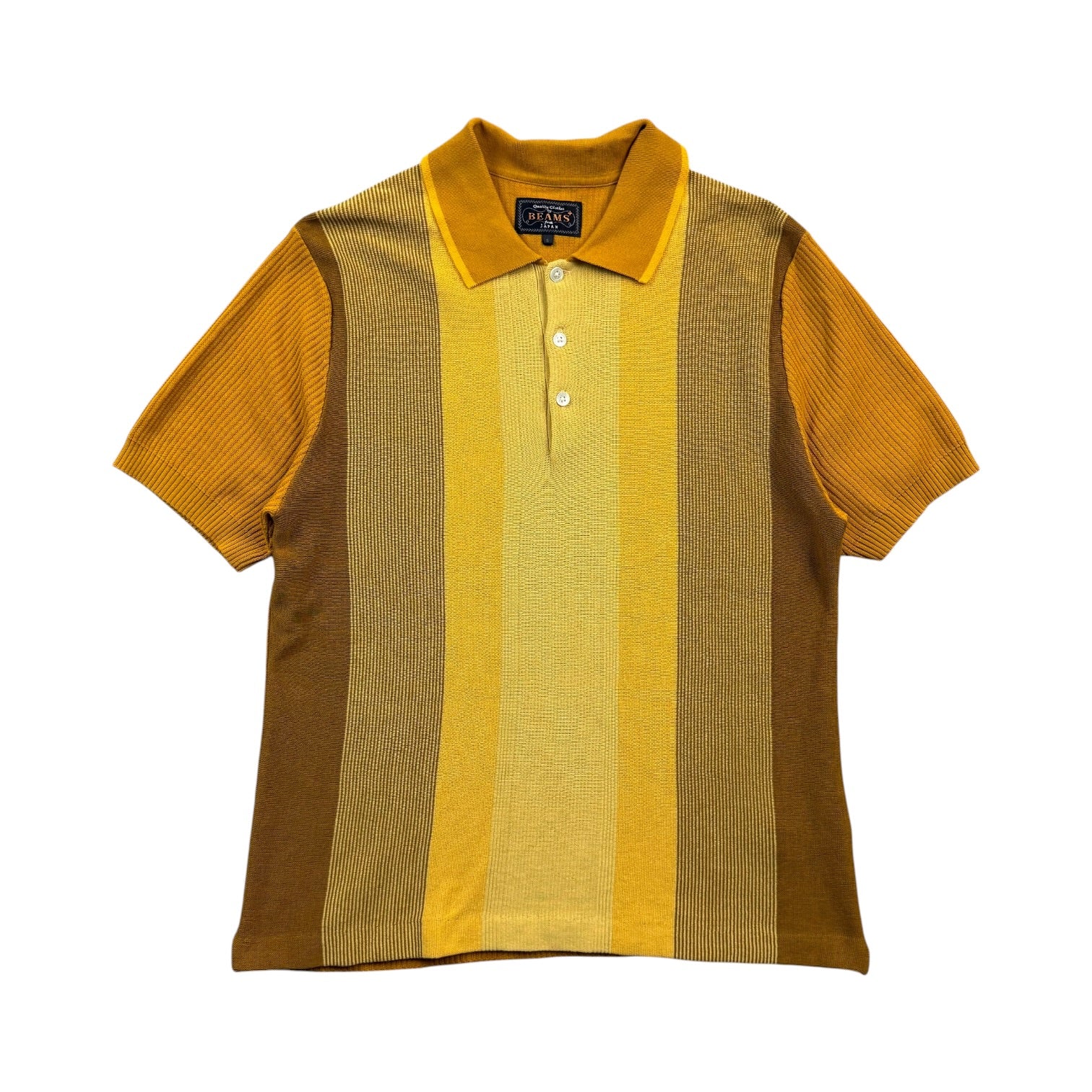 BEAMS PLUS Knit Polo Shirt Mustard