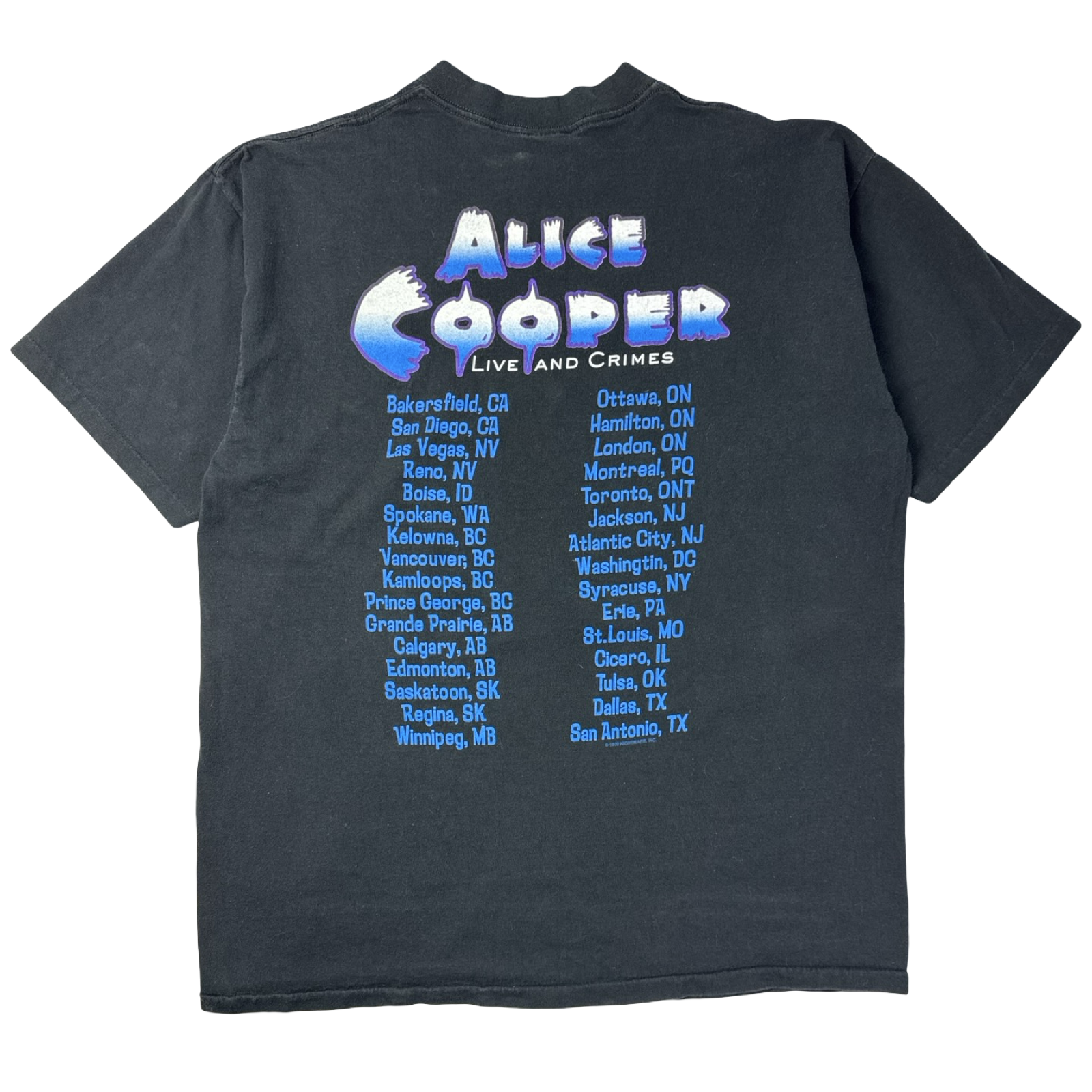 1999 Alice Cooper Live and Crime Tour T-Shirt