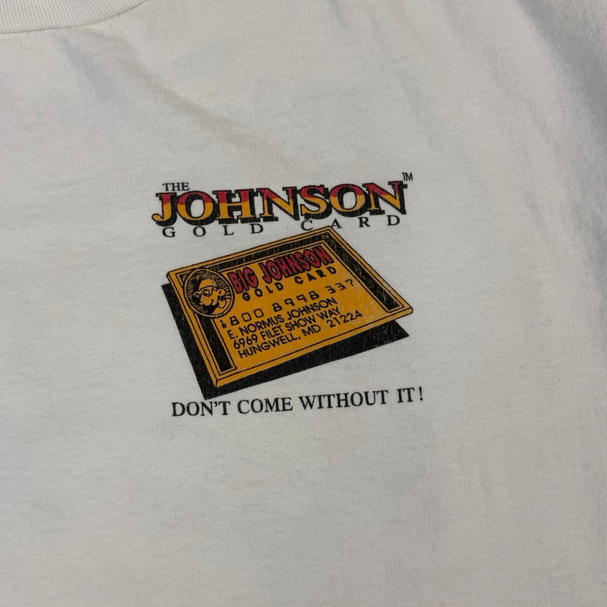 1992 The Big Johnson Gold Card T-Shirt White