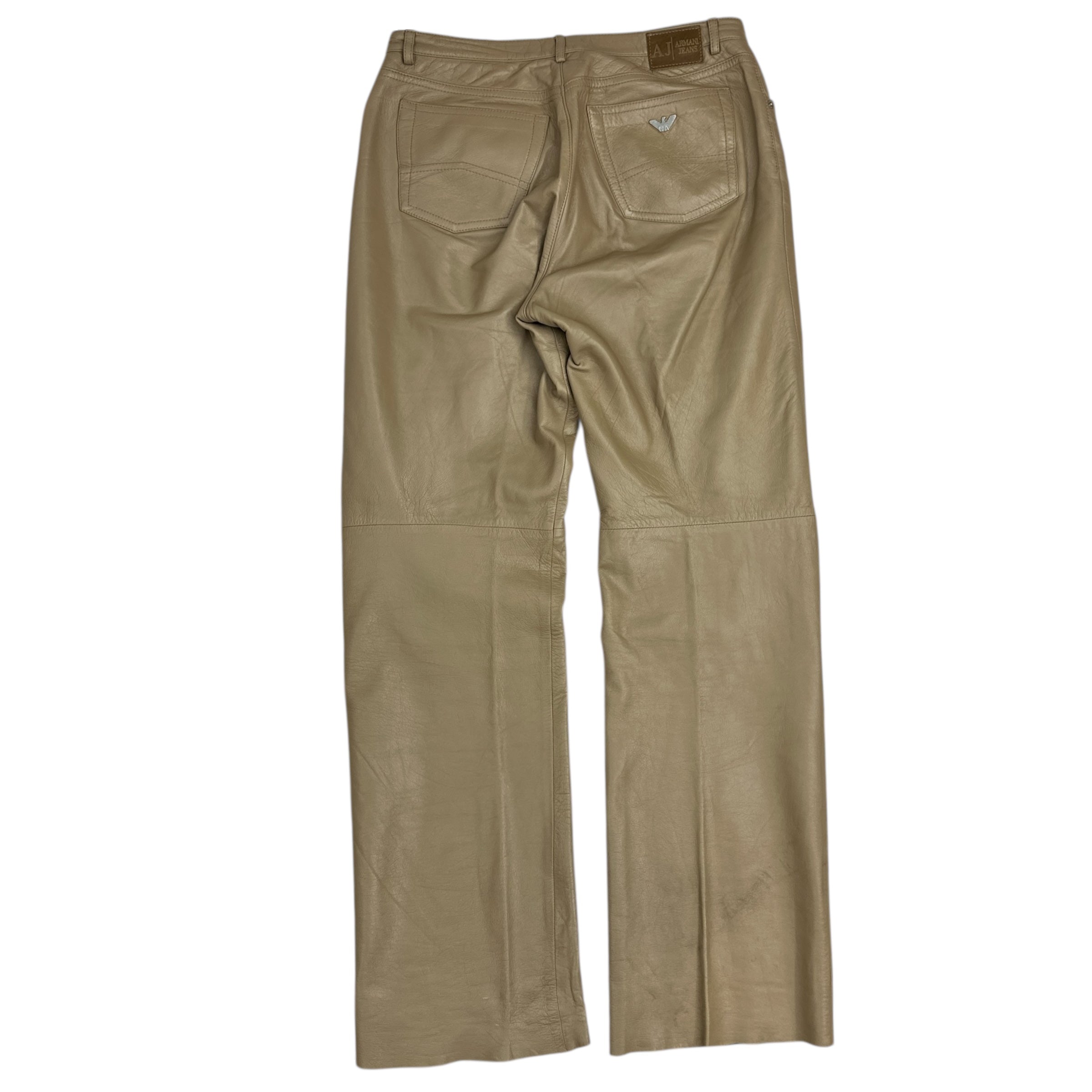 Vintage Armani Leather Pants Sand