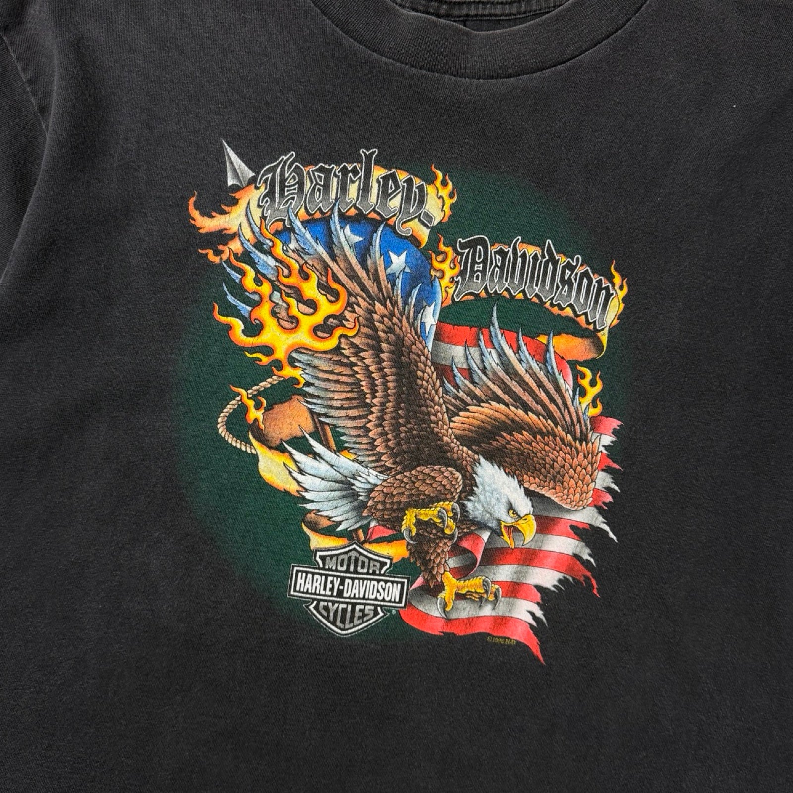 1998 Harley Davidson Nevada Bald Eagle T-Shirt Faded Black