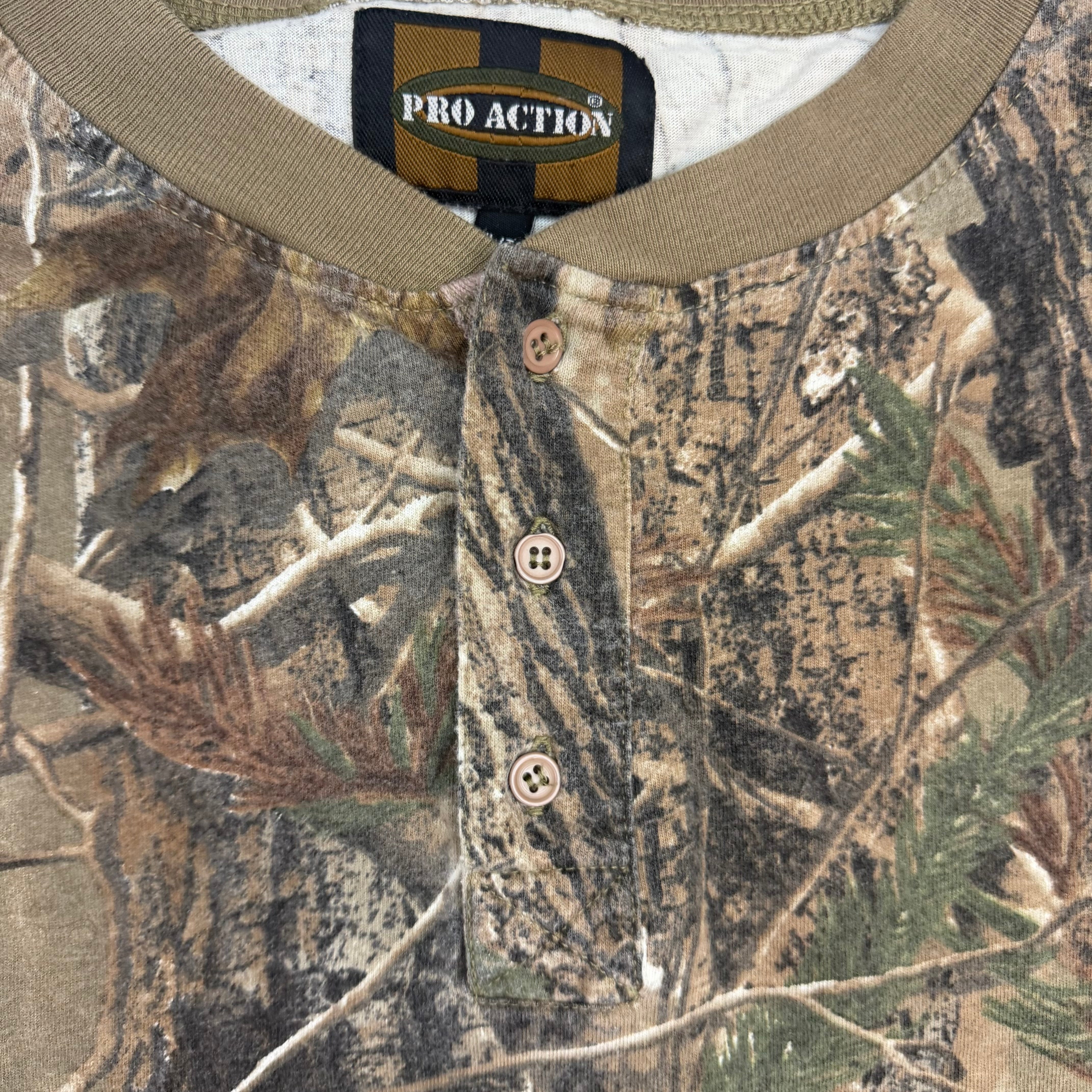 Vintage Pro Action Henley Shirt Camo