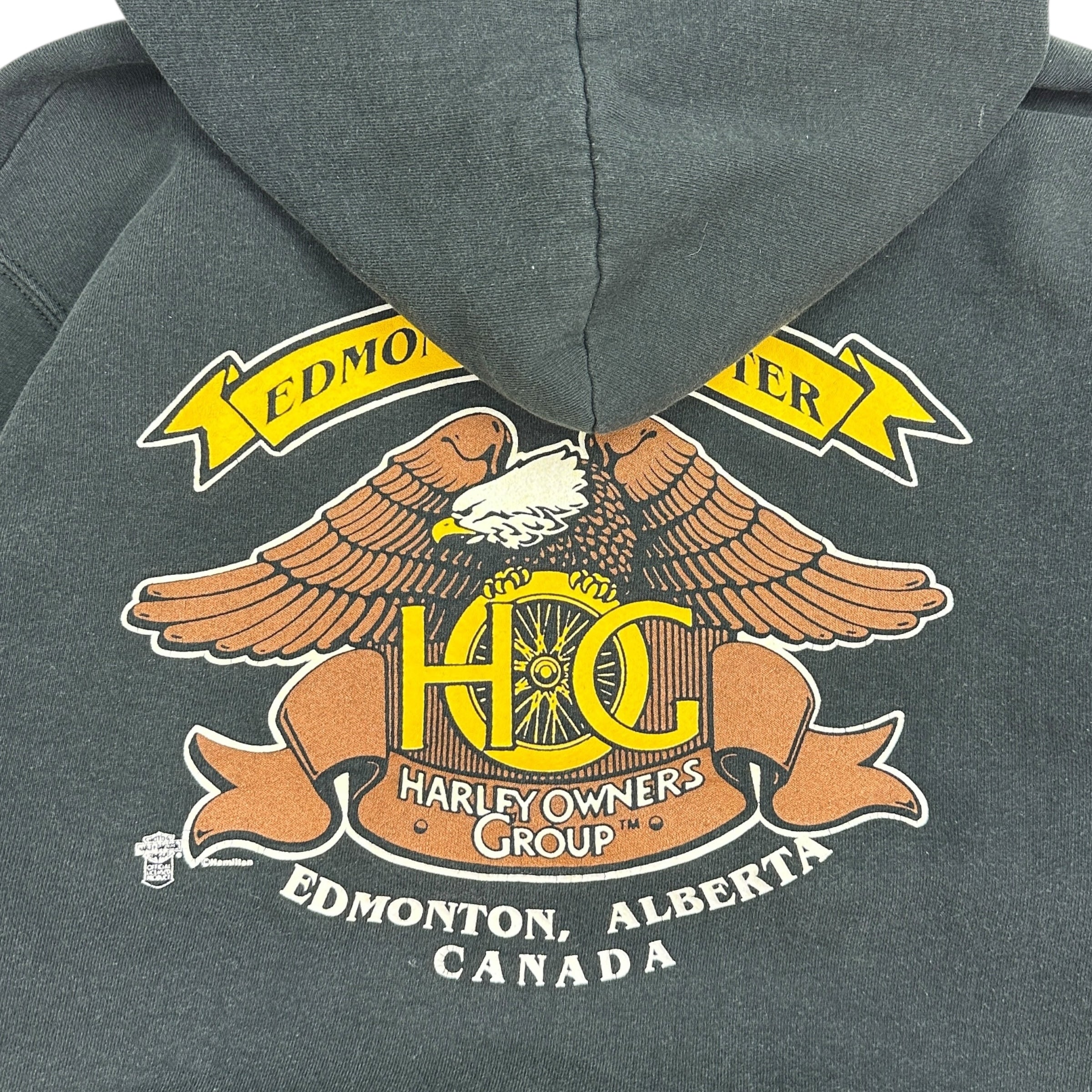 Vintage Harley Davidson Owners Edmonton Hoodie Black