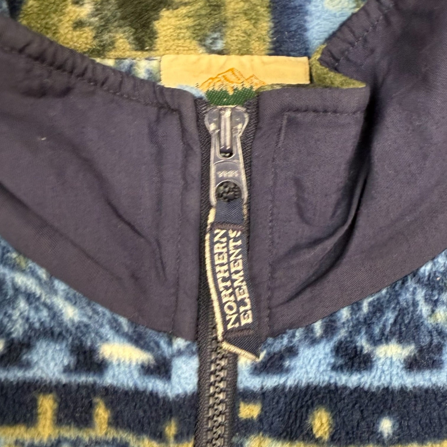 Vintage Northern Elements Animal Print Fleece Zip Up Blue