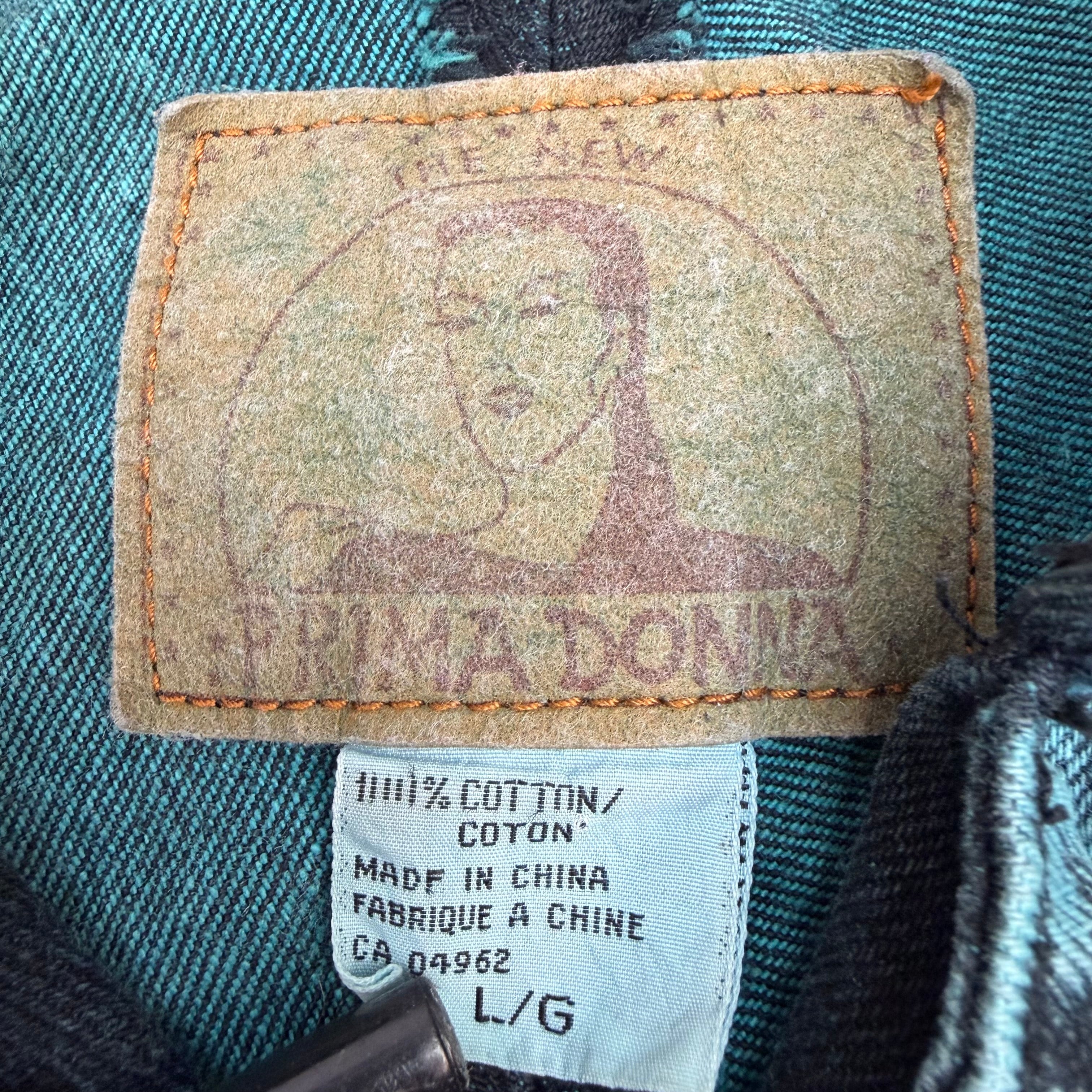 (W) Vintage Prima Donna Acid Wash Denim Biker Jacket Teal