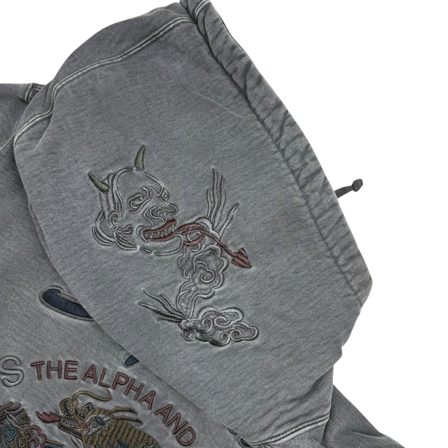 Supreme Dragon Overdyed Hoodie Grey