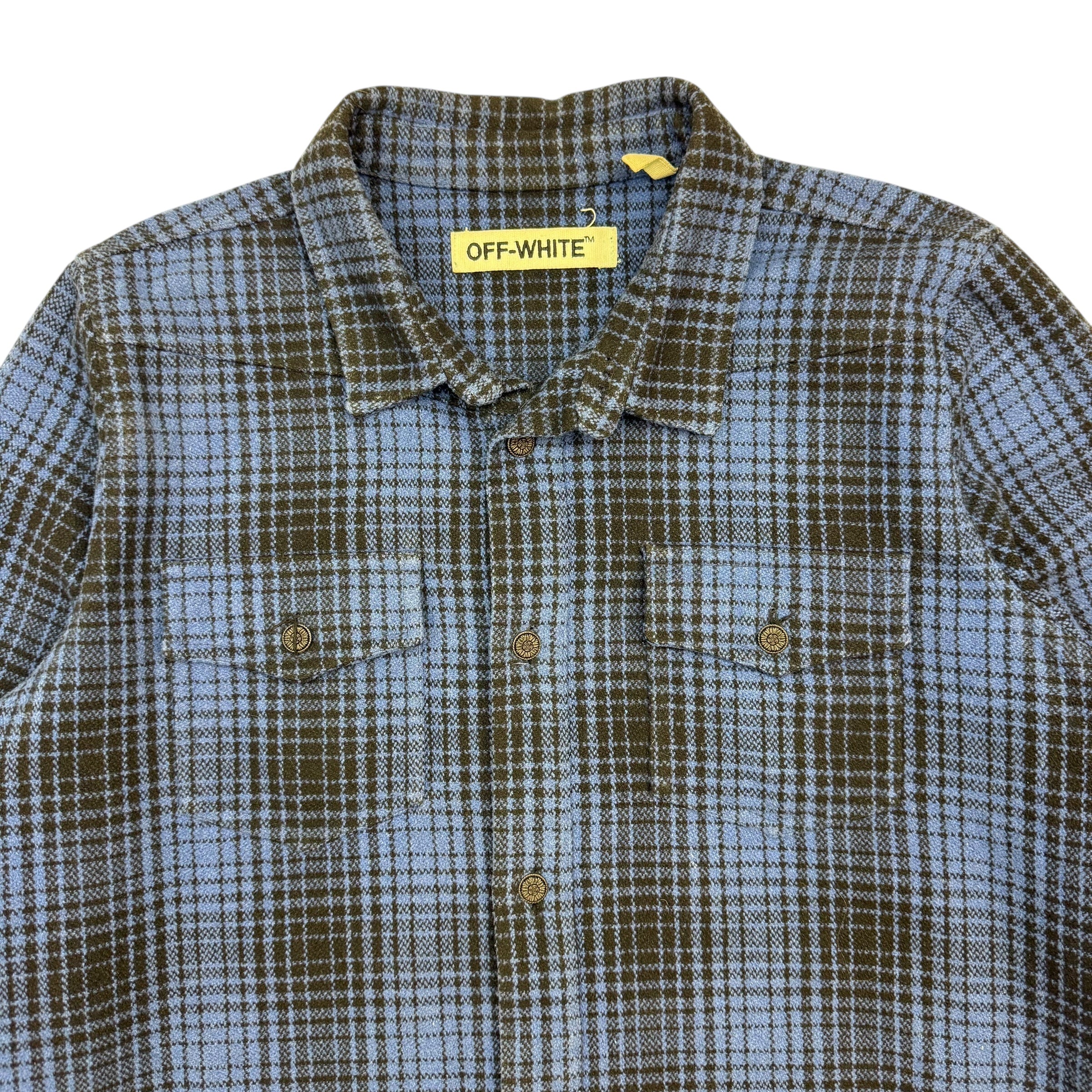 Off-White Tartan Wool Flannel Button Up Blue/Black