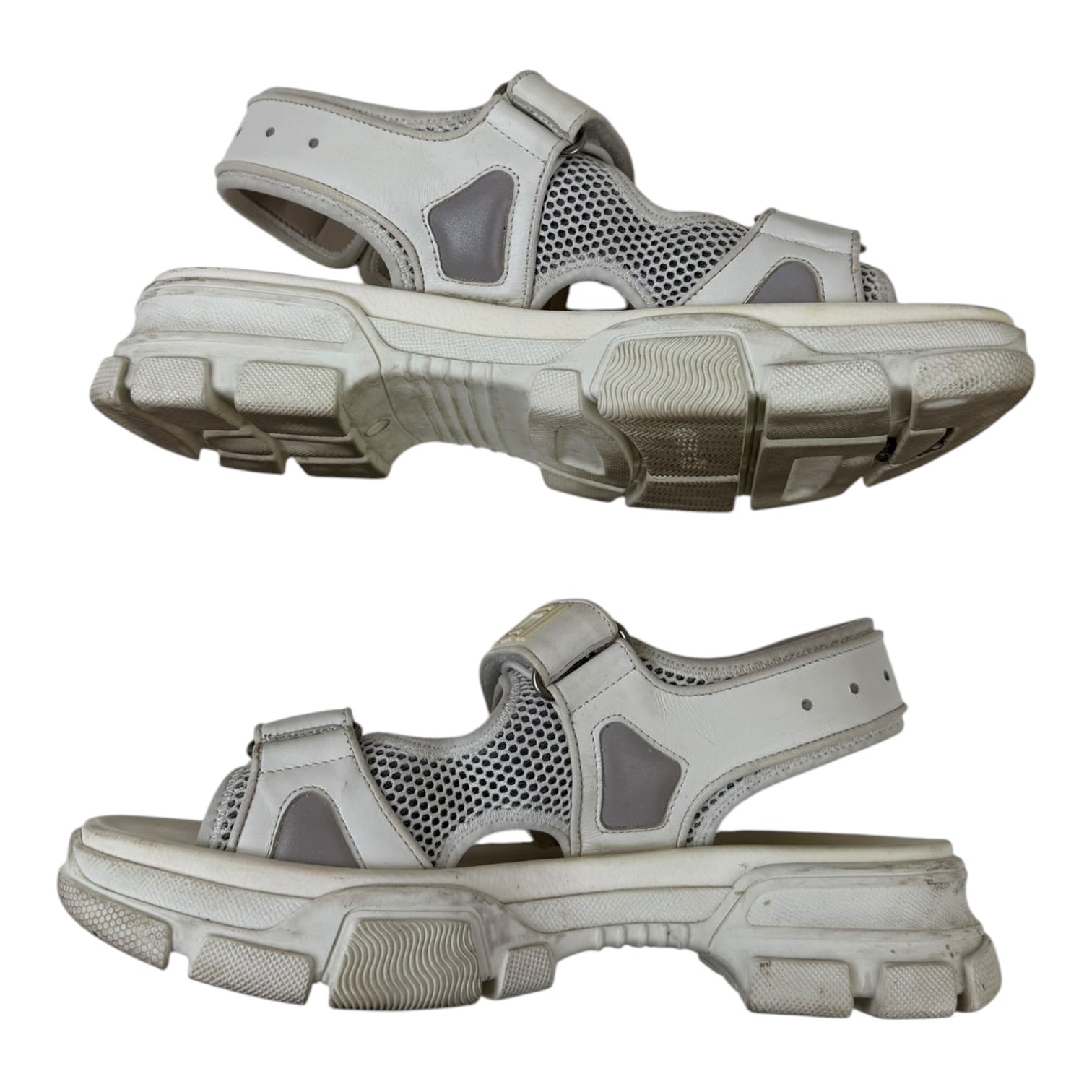 Gucci Leather and Mesh Sandals White