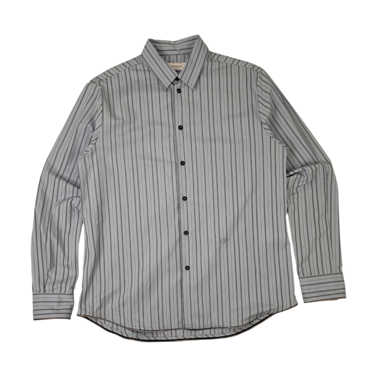 Off-White Pinstripe Button Up Shirt Light Blue