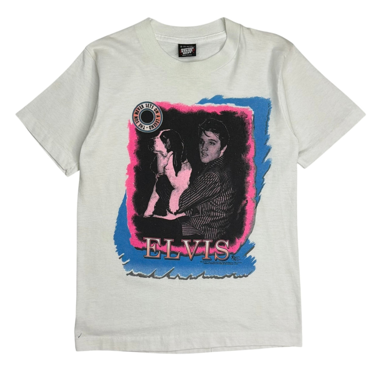 1990 Elvis Presley Dog Portrait Tee White