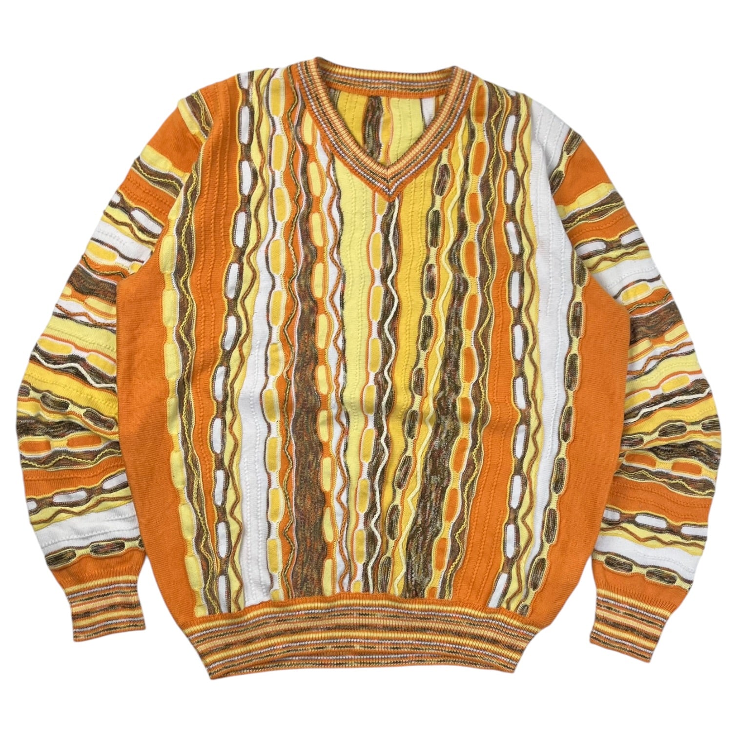 Vintage V-Neck 3D Knit Jumper Creamsicle