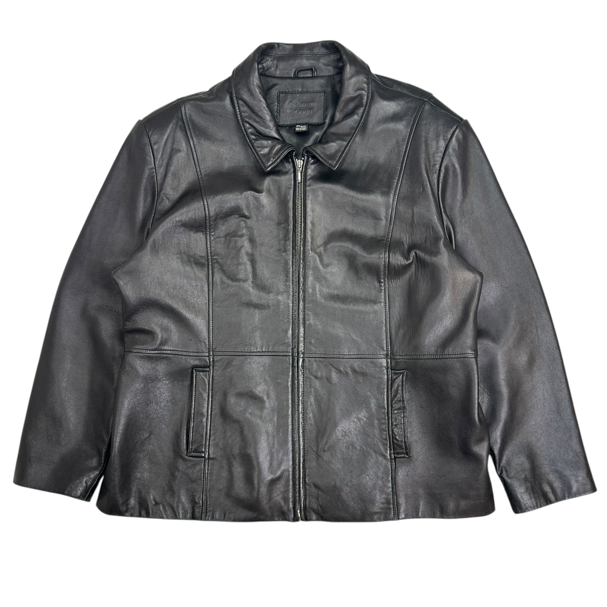 Vintage Women’s Leather Tench Coat Black