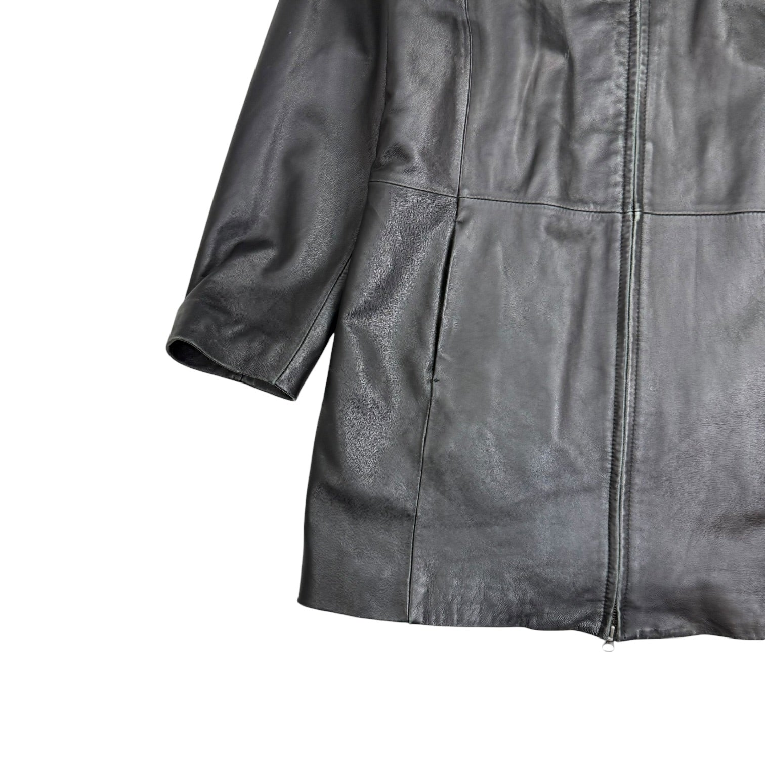 (W) Vintage Danier Leather Trench Coat Black