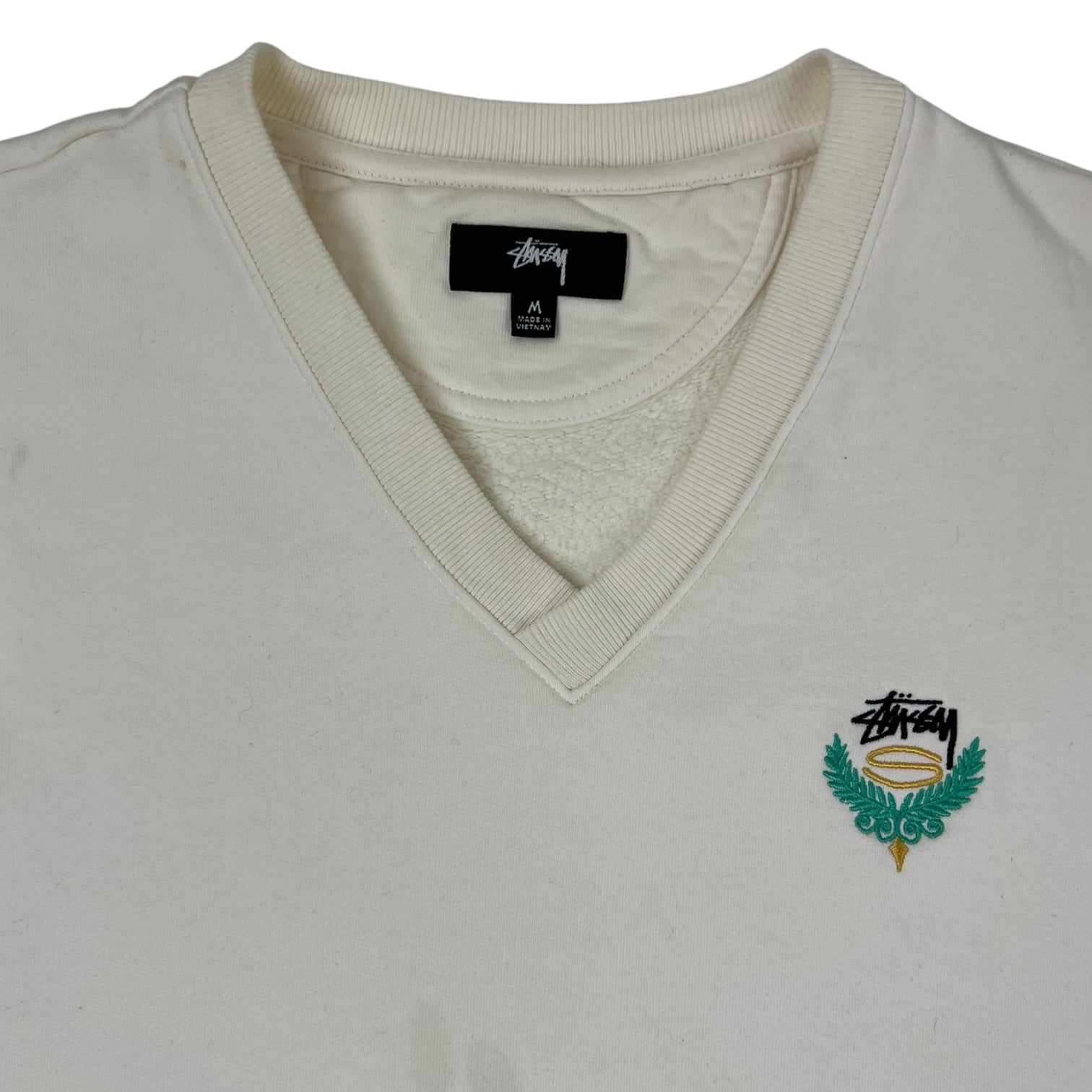 Stussy V-Neck Sweater White