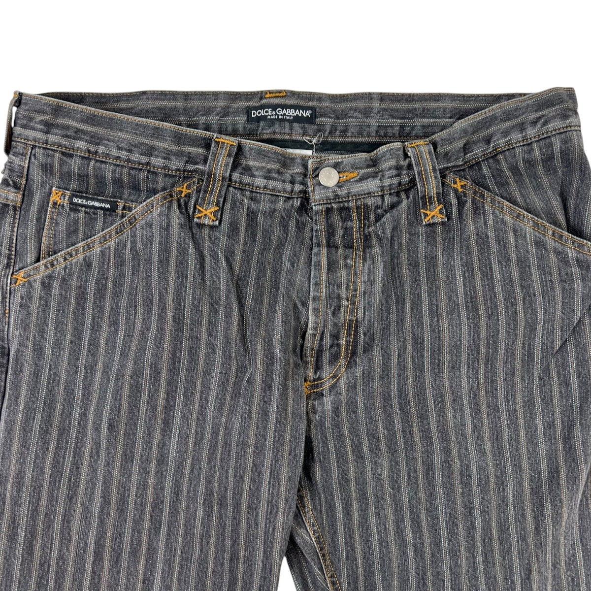 Vintage Dolce & Gabbana Denim Straight-Leg Jeans Pinstripe