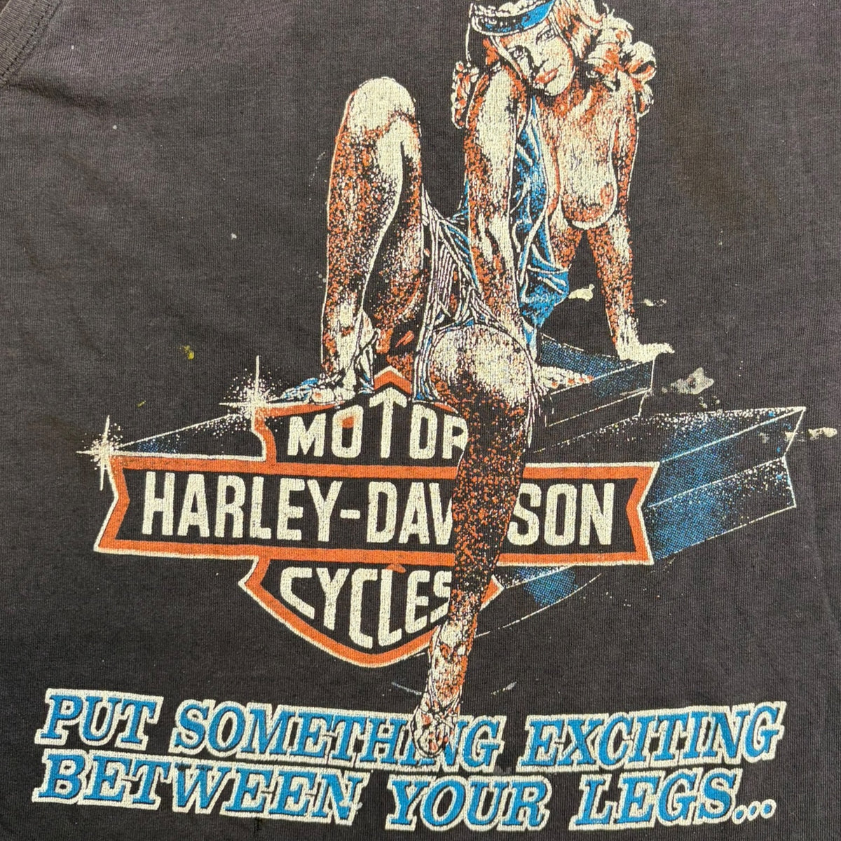 Vintage Harley Davidson “Put Something Exciting Between Your Legs” Muscle Tee Black