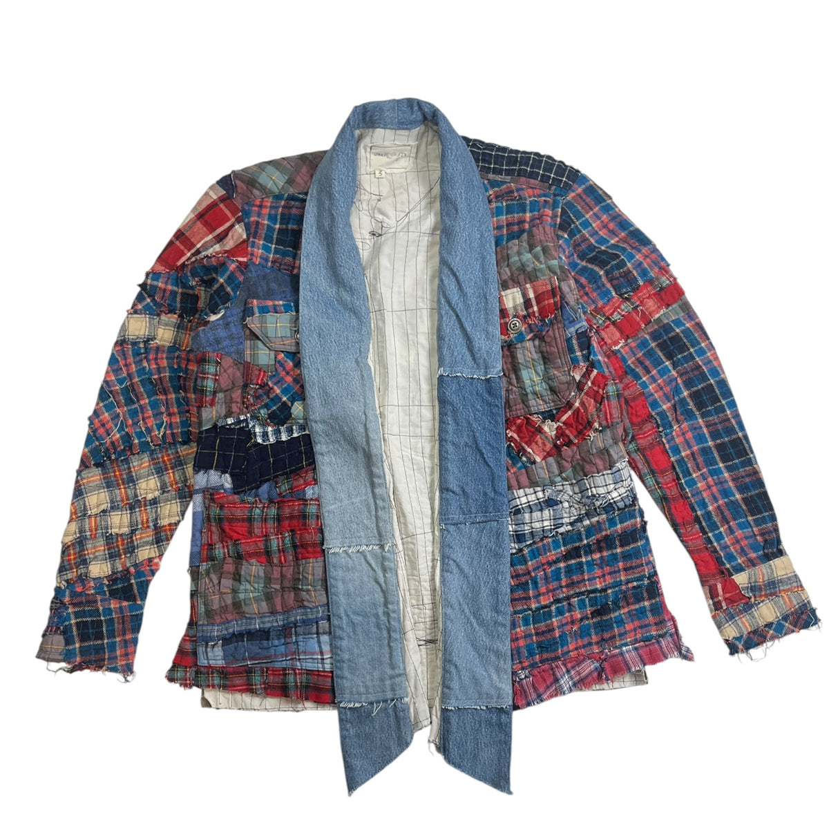 Greg Lauren Plaid Denim Stitchwork Jacket