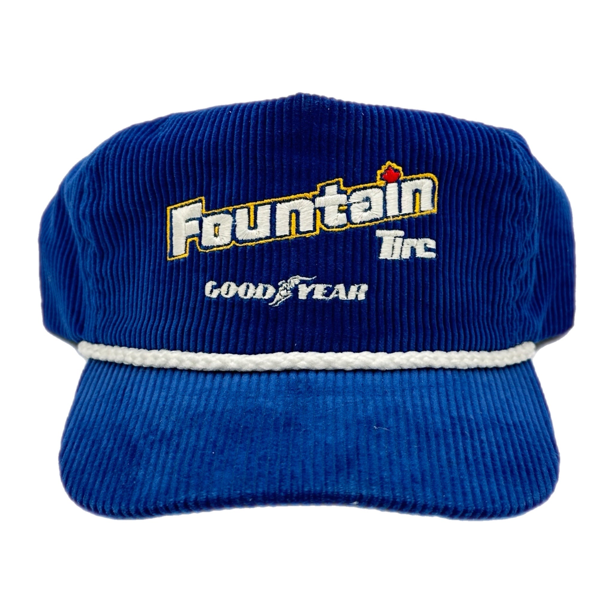 Vintage Fountain Tire Goodyear Corduroy Hat Blue