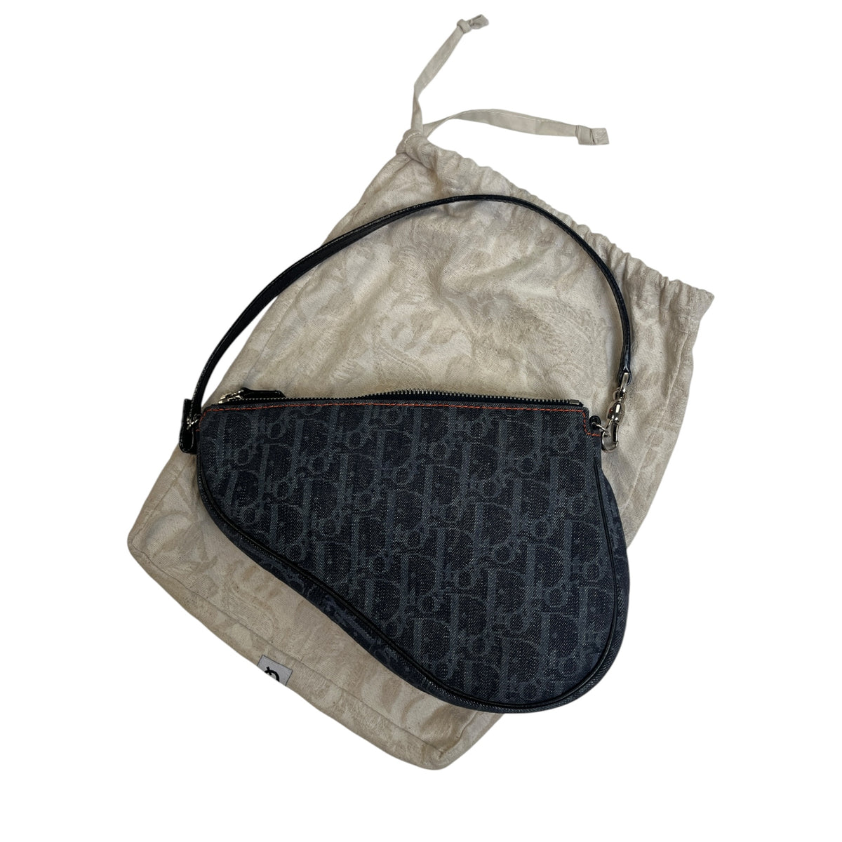 Christian Dior Trotter Denim Monogram Saddle Bag