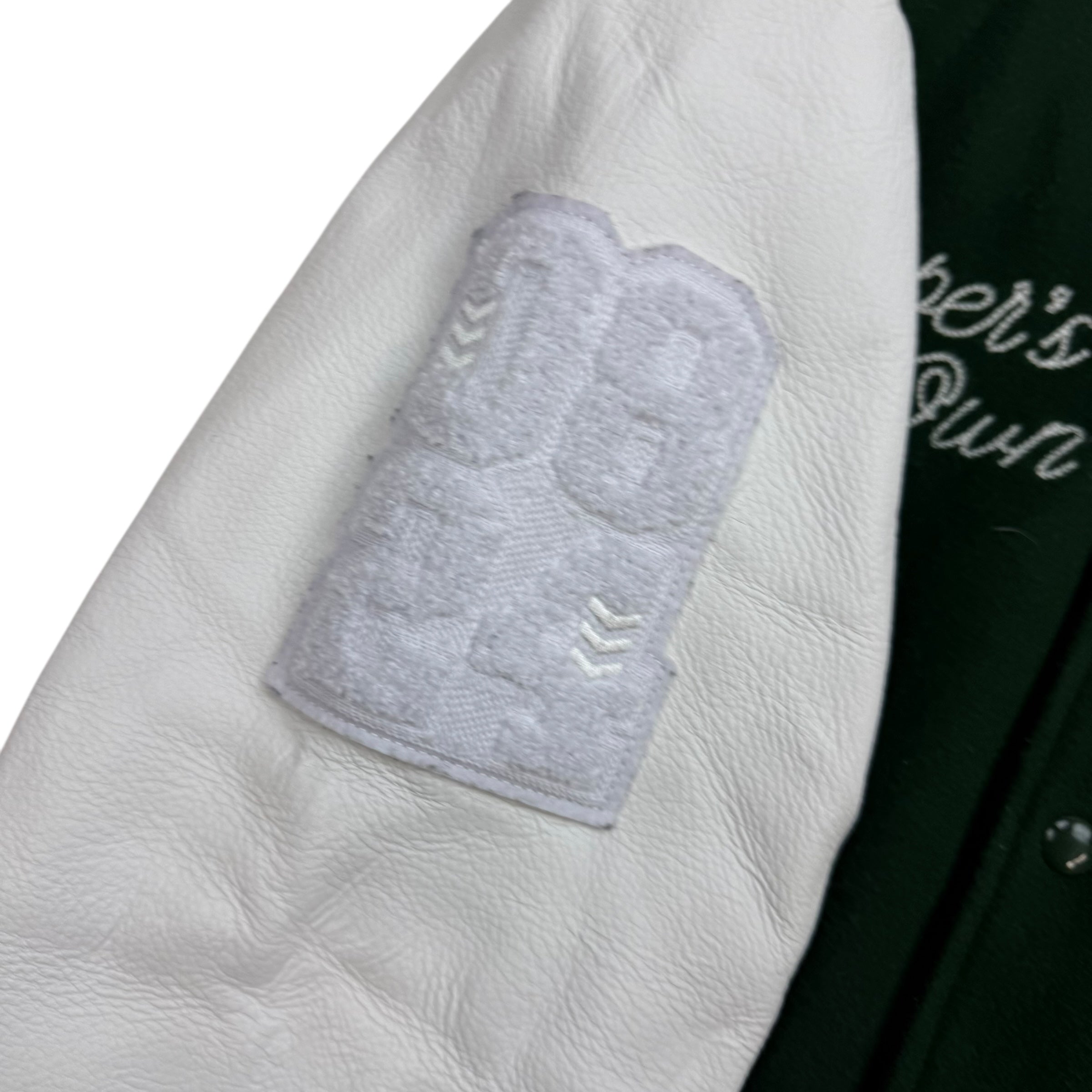 Octobers Very Own Letterman Leather Jacket Green/White