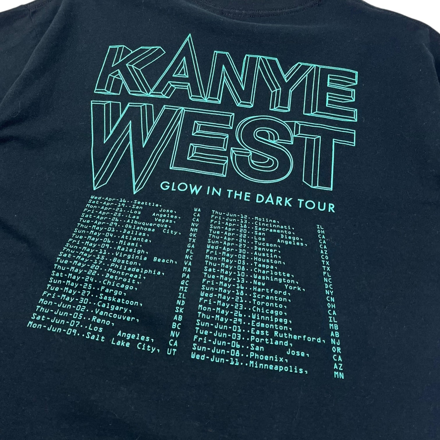 2008 Kanye West Glow In The Dark Tour T-Shirt
