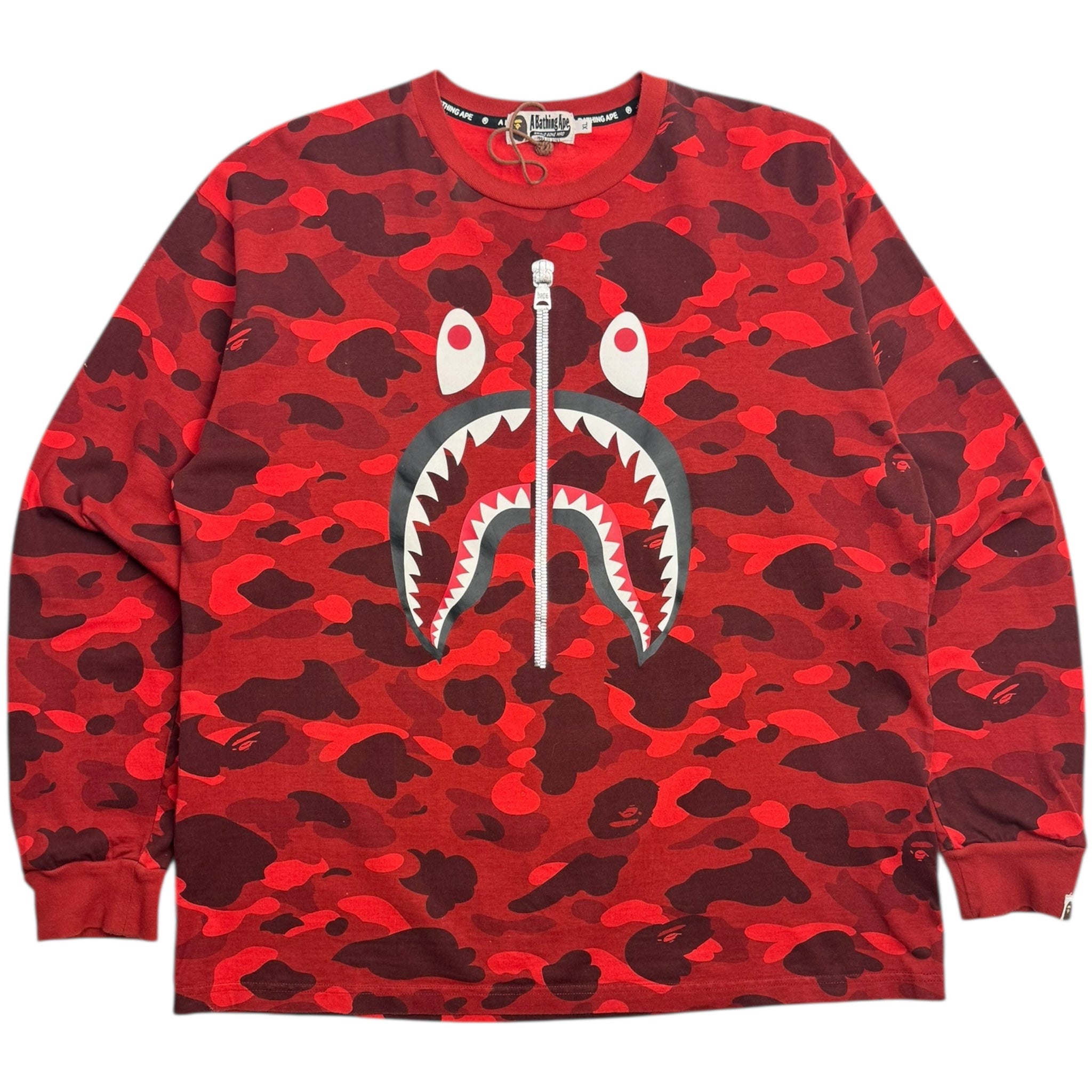 BAPE Color Camo Shark Relaxed Fit L/S Tee Red