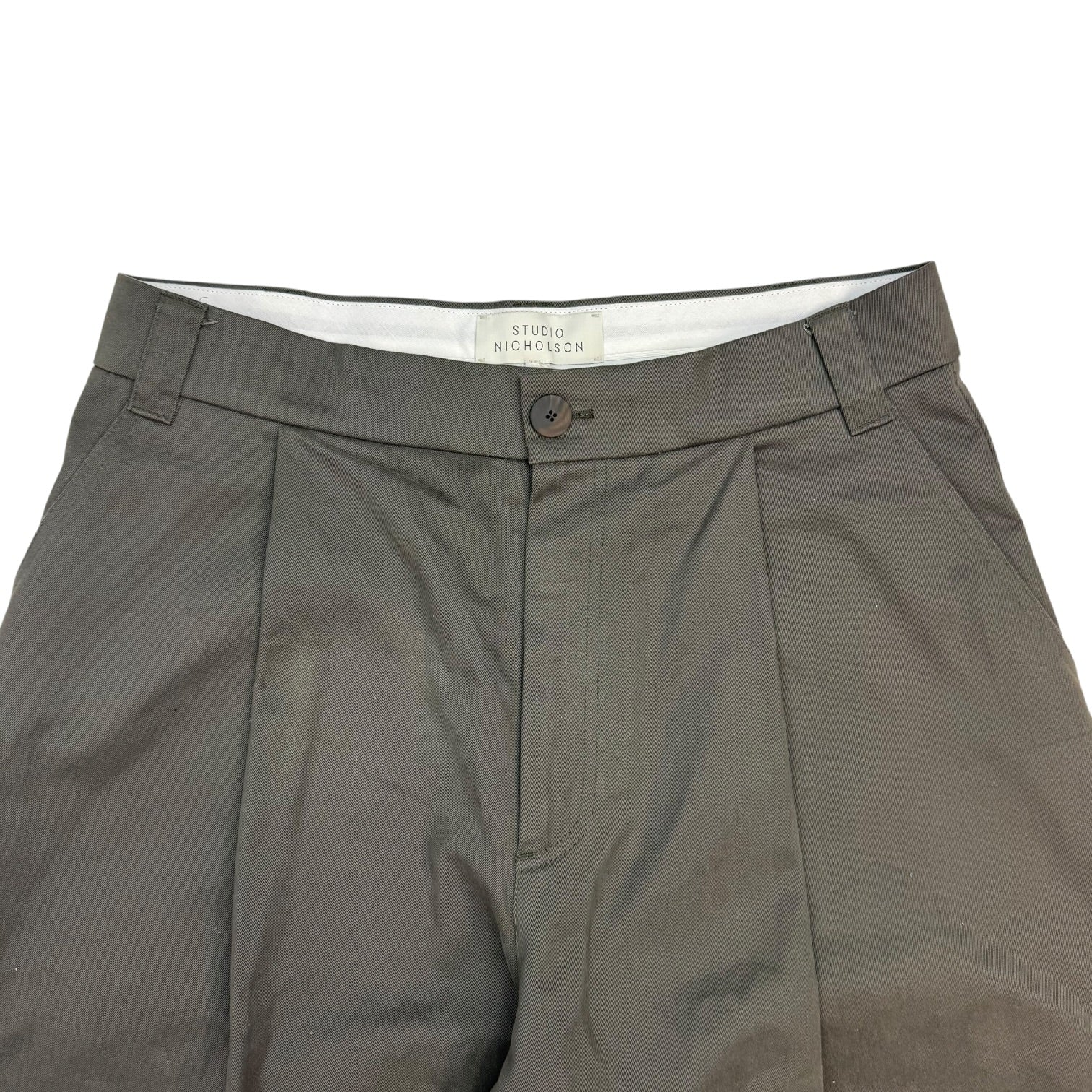 Studio Nicholson Sorte Volume Pleat Pants Dark Khaki