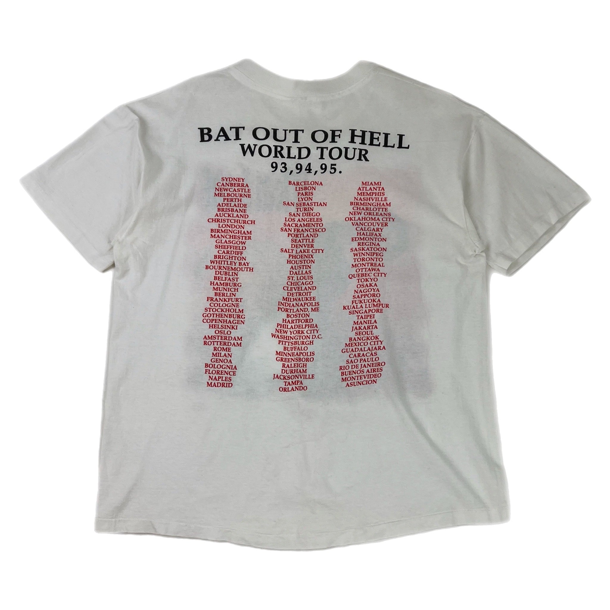 1994 Meat Loaf Bat Out Of Hell Tee White