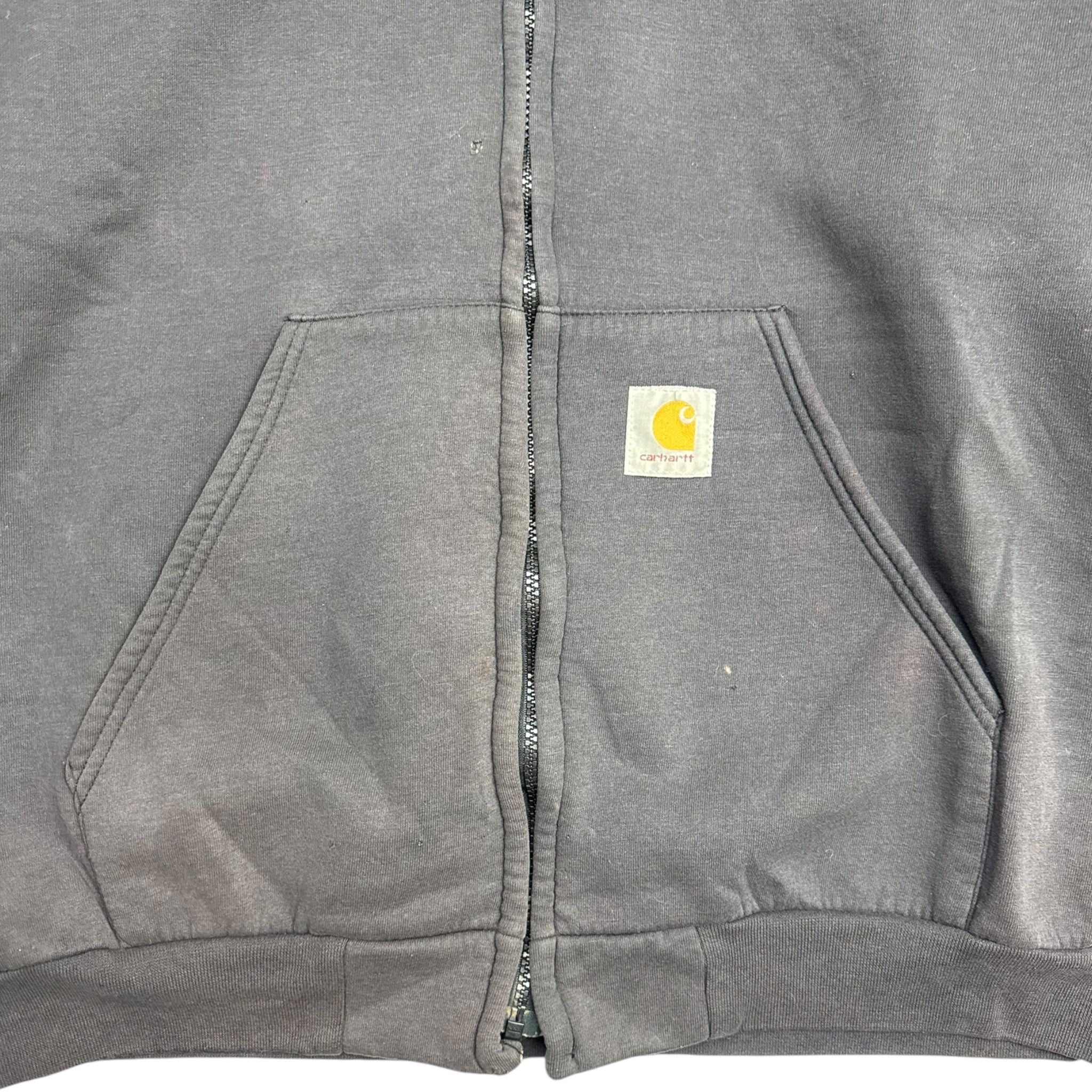 Vintage Carhartt Velour Zip Up Hoodie Grey