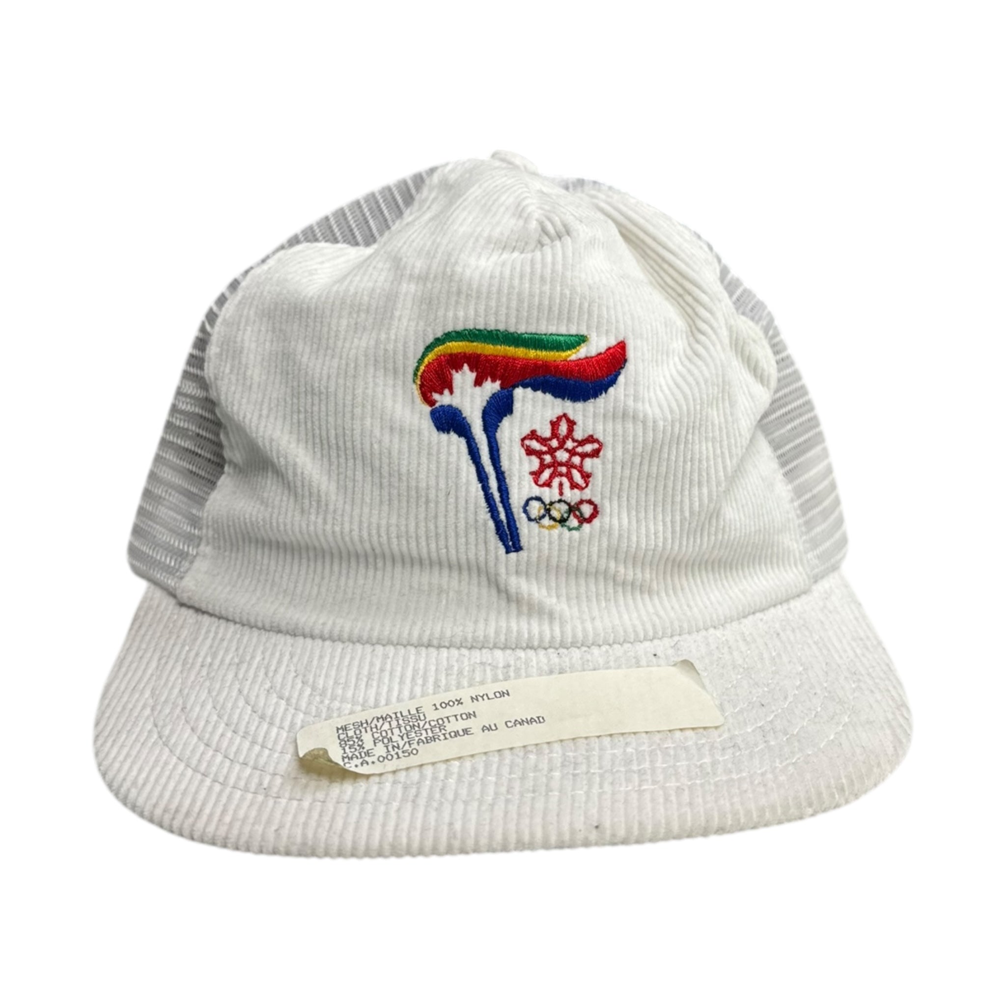 Vintage Olympic Torch & Rings Corduroy Trucker Hat