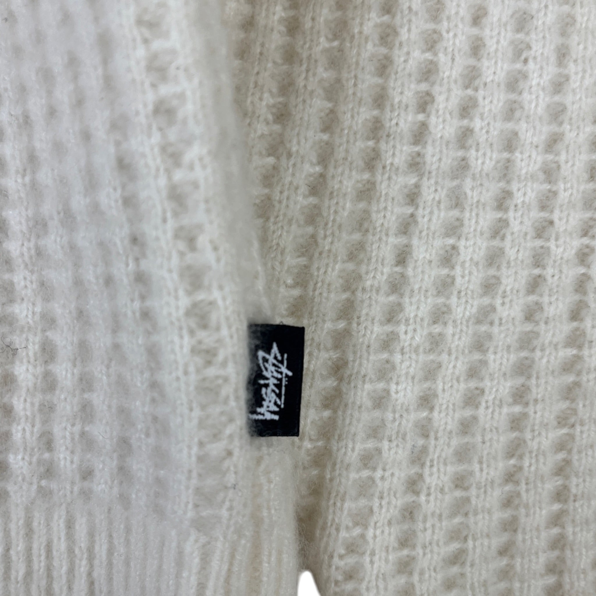 Stussy Waffle Cashmere Zip Sweater White
