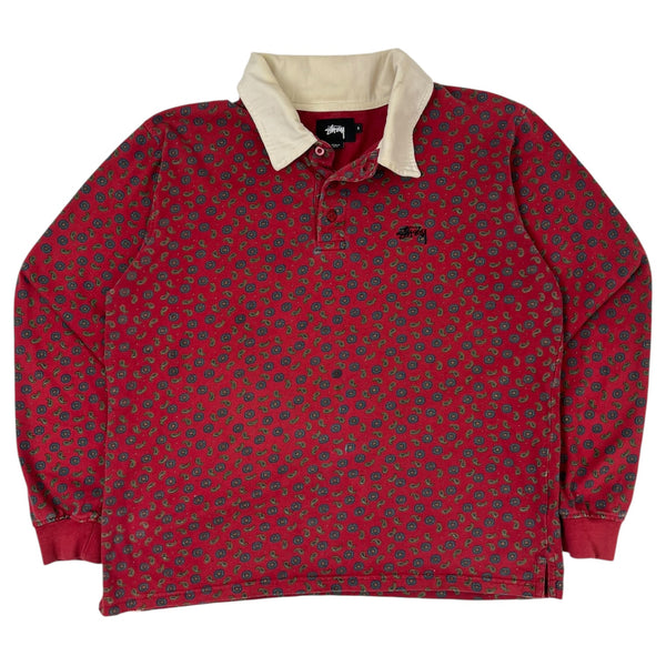 Stussy Paisley Pattern Rugby Polo Red
